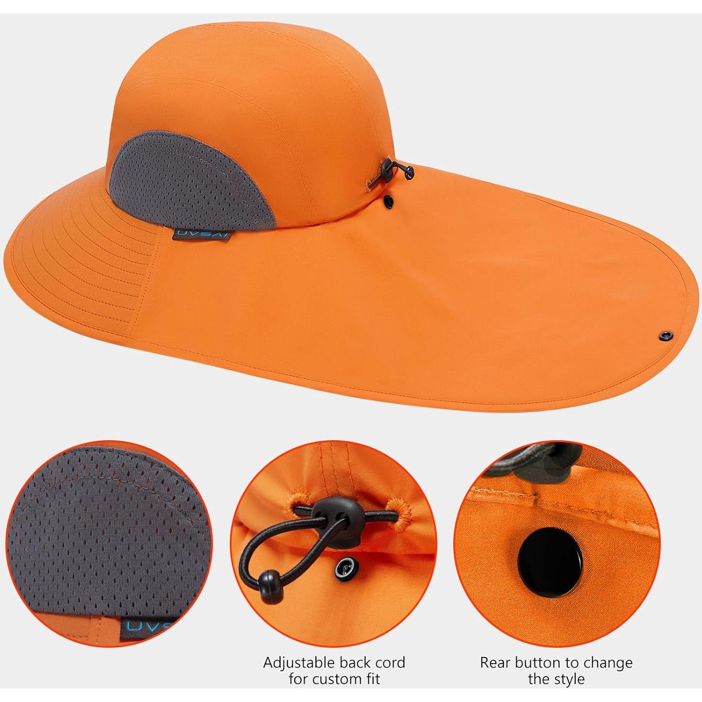 Sombrero de Sol Plegable UPF 50+ UVSAI con Ala Ancha Naranja