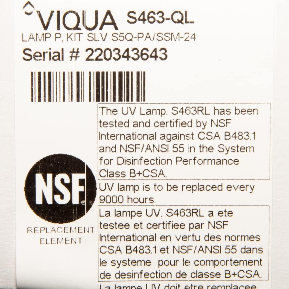 Kit Lámpara UV y Manga Cuarzo VIQUA S463-QL para S5Q-PA