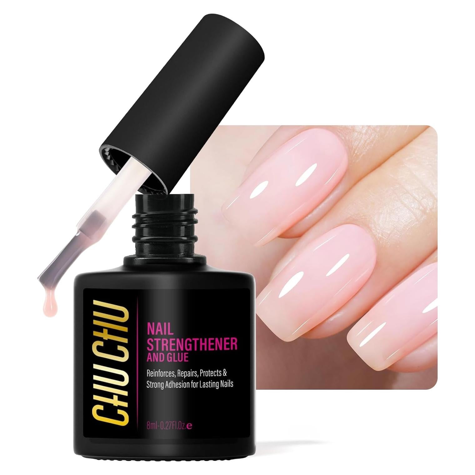 CHUCHU Gel Endurecedor de Uñas Rosa Nude 17.8g - Tratamiento Fuerte