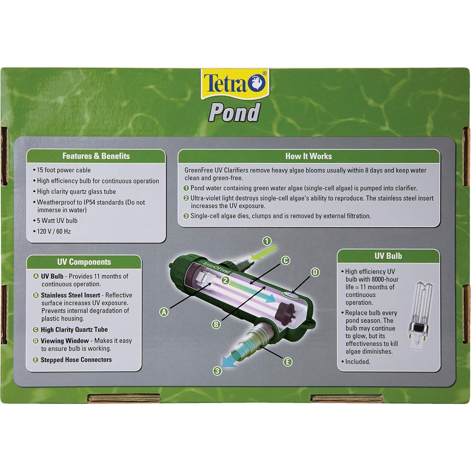 Clarificador UV TetraPond GreenFree 5W para Estanques hasta 2500L