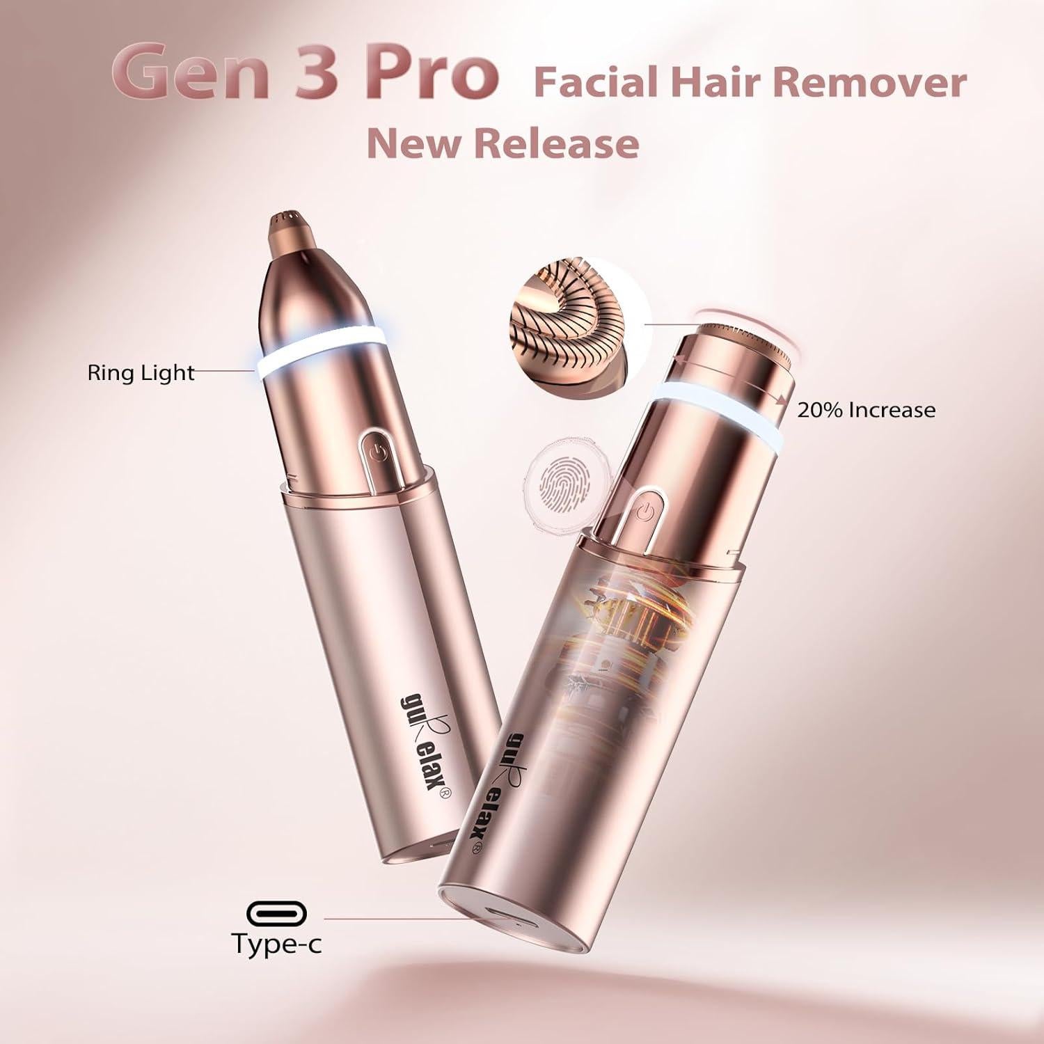 Removedor de Vello Facial Eléctrico Gurelax 2-en-1 Set Regalo