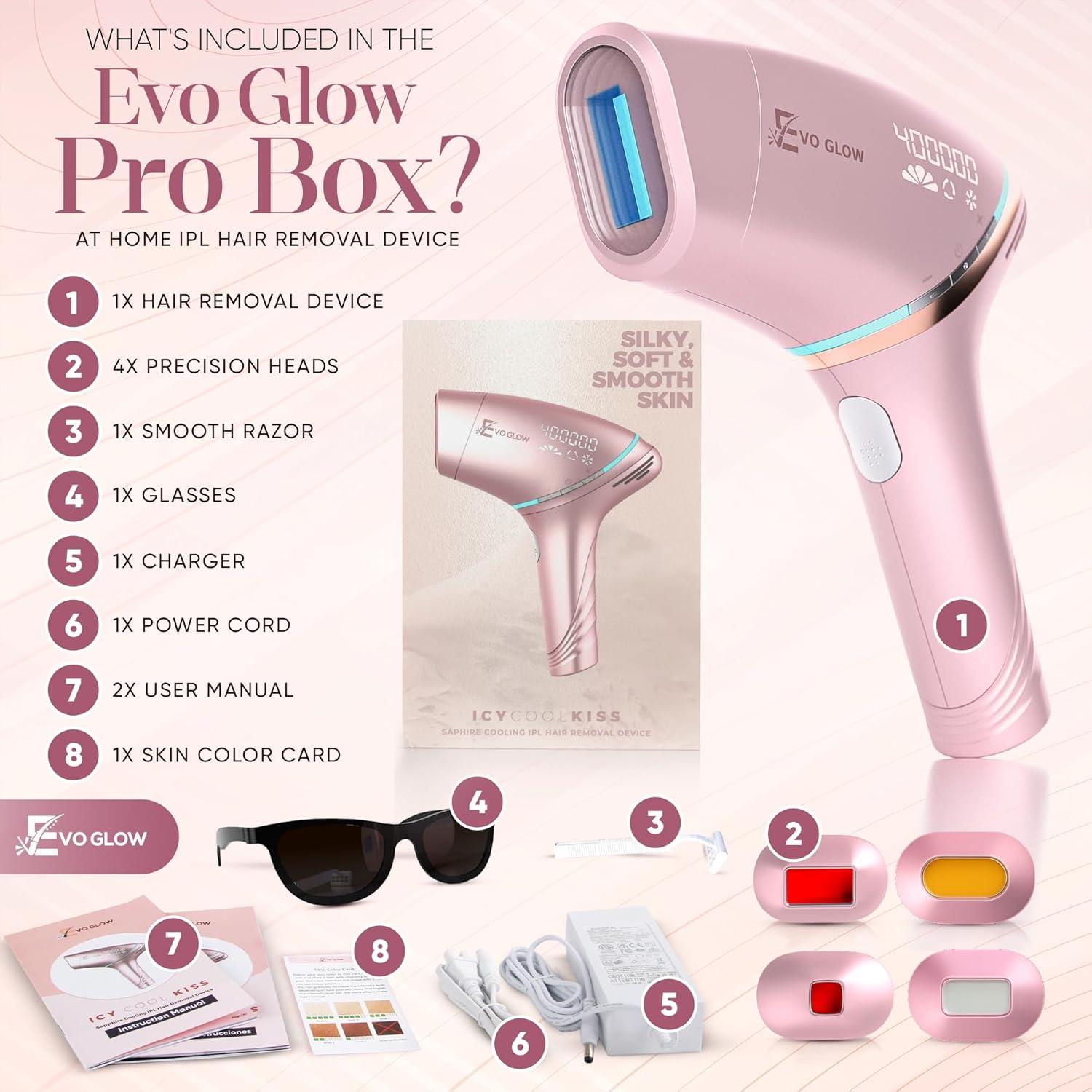 Eliminador de Vello Láser IPL EVO GLOW Pro 19J 400,000 Destellos