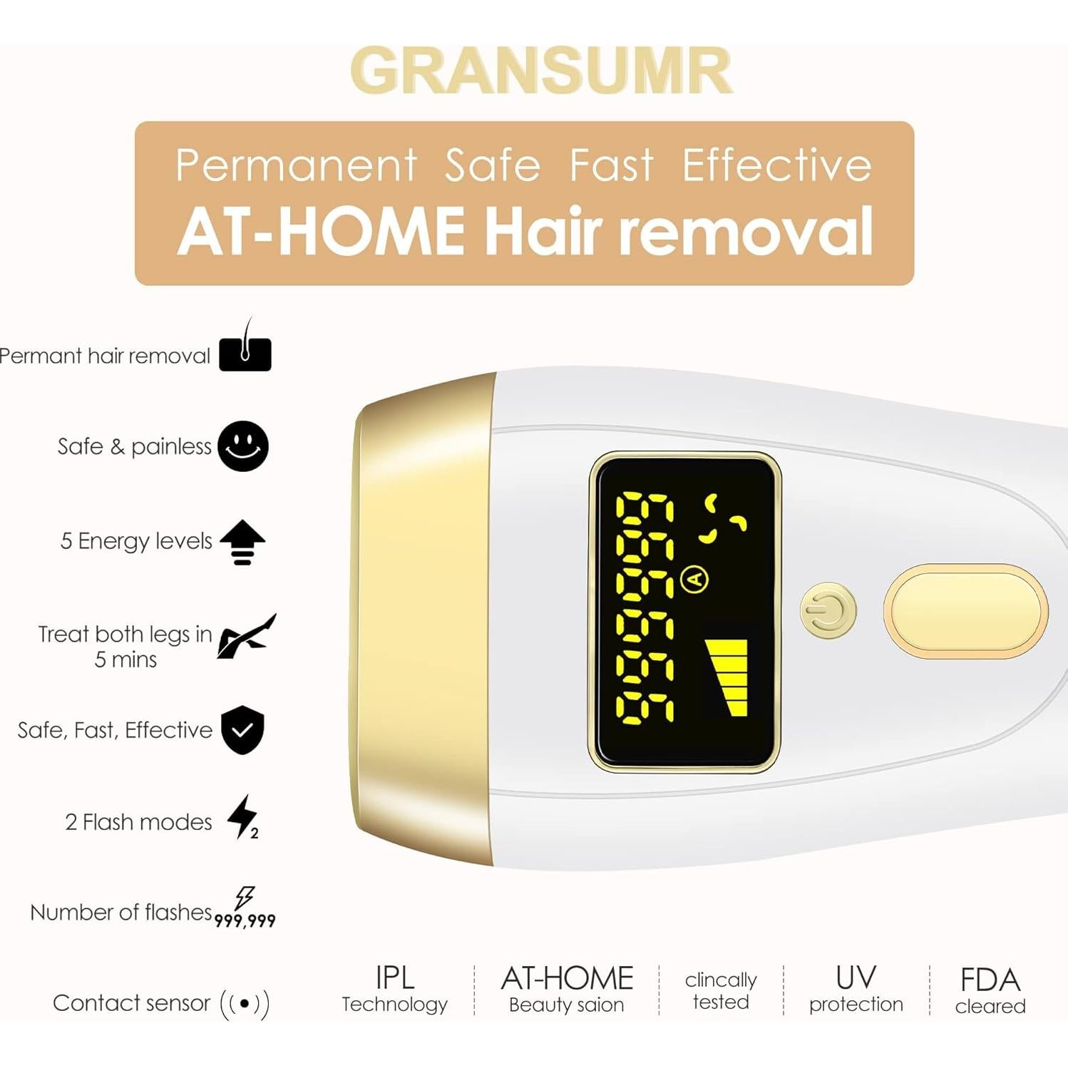 Depilador Láser IPL Gransumr D26 Indoloro para Todo el Cuerpo