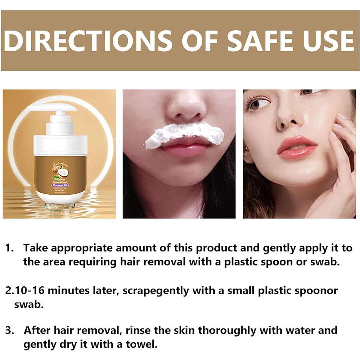 Crema Depilatoria Facial HWM de Coco 104.9 ml - Suave y No Irritante