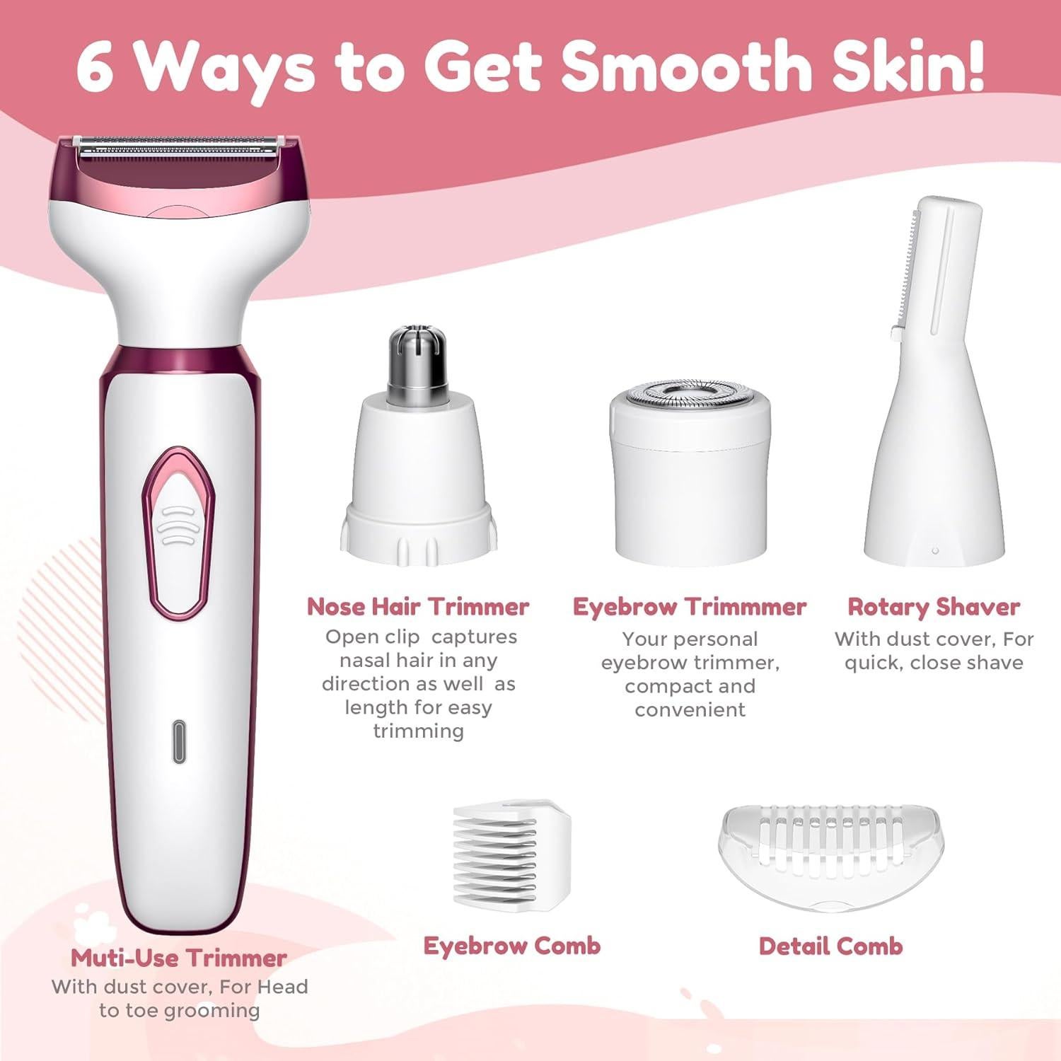 Afeitadora eléctrica 4 en 1 SEABIRD para mujeres, blanca