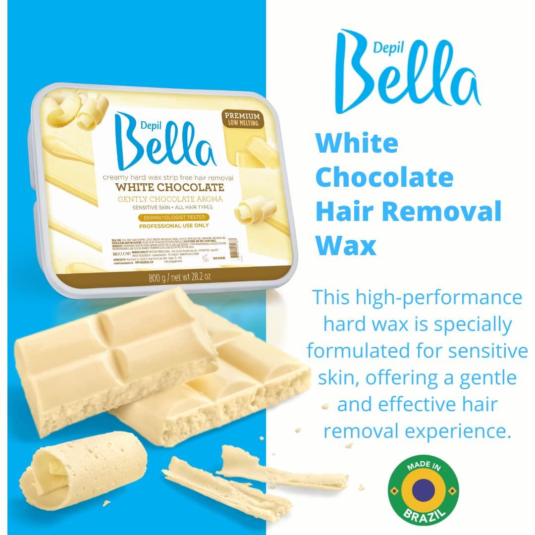 Cera Depilatoria de Chocolate Blanco Depil Bella 800g Piel Sensible