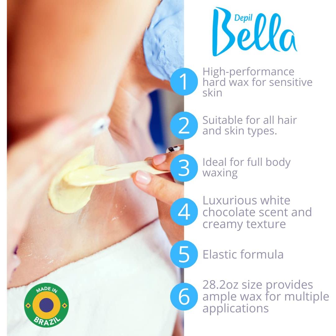 Cera Depilatoria de Chocolate Blanco Depil Bella 800g Piel Sensible