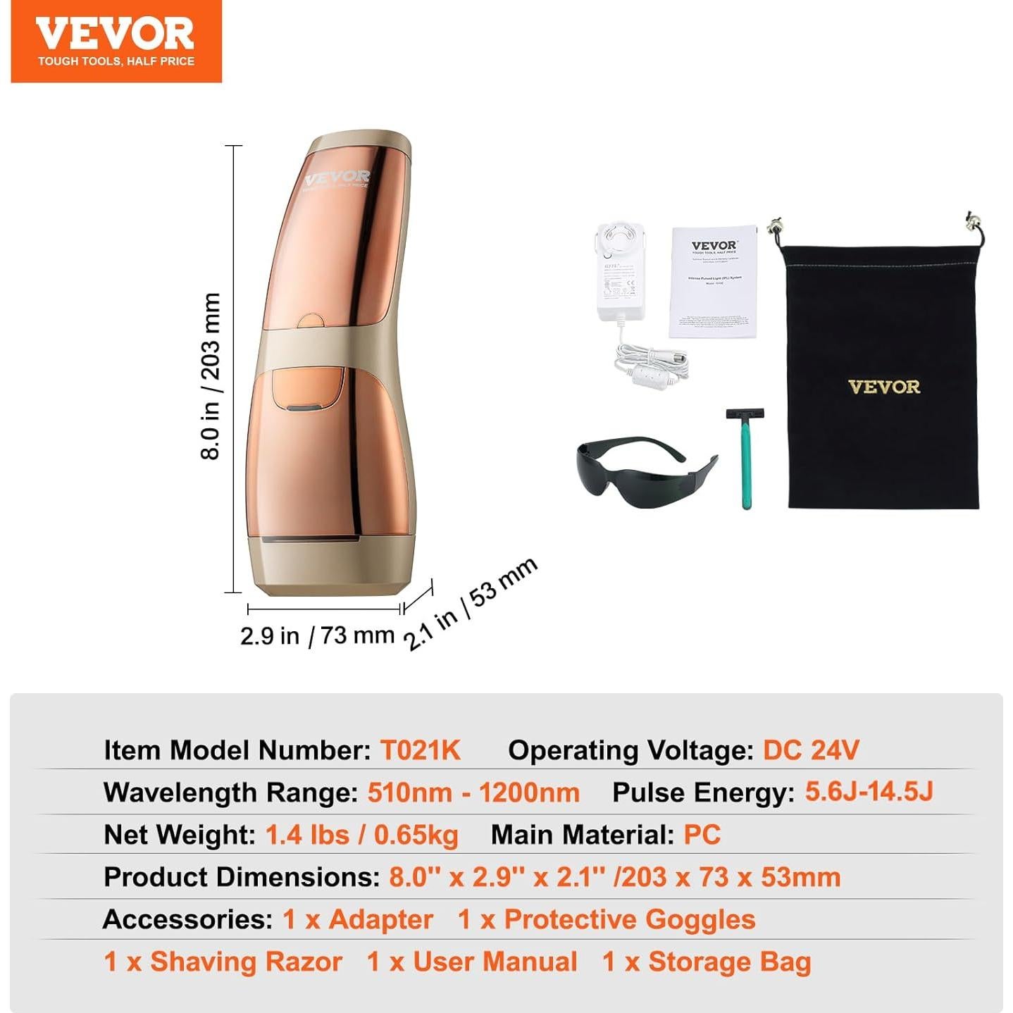 Sistema IPL VEVOR para Eliminación de Vello Indoloro en Casa