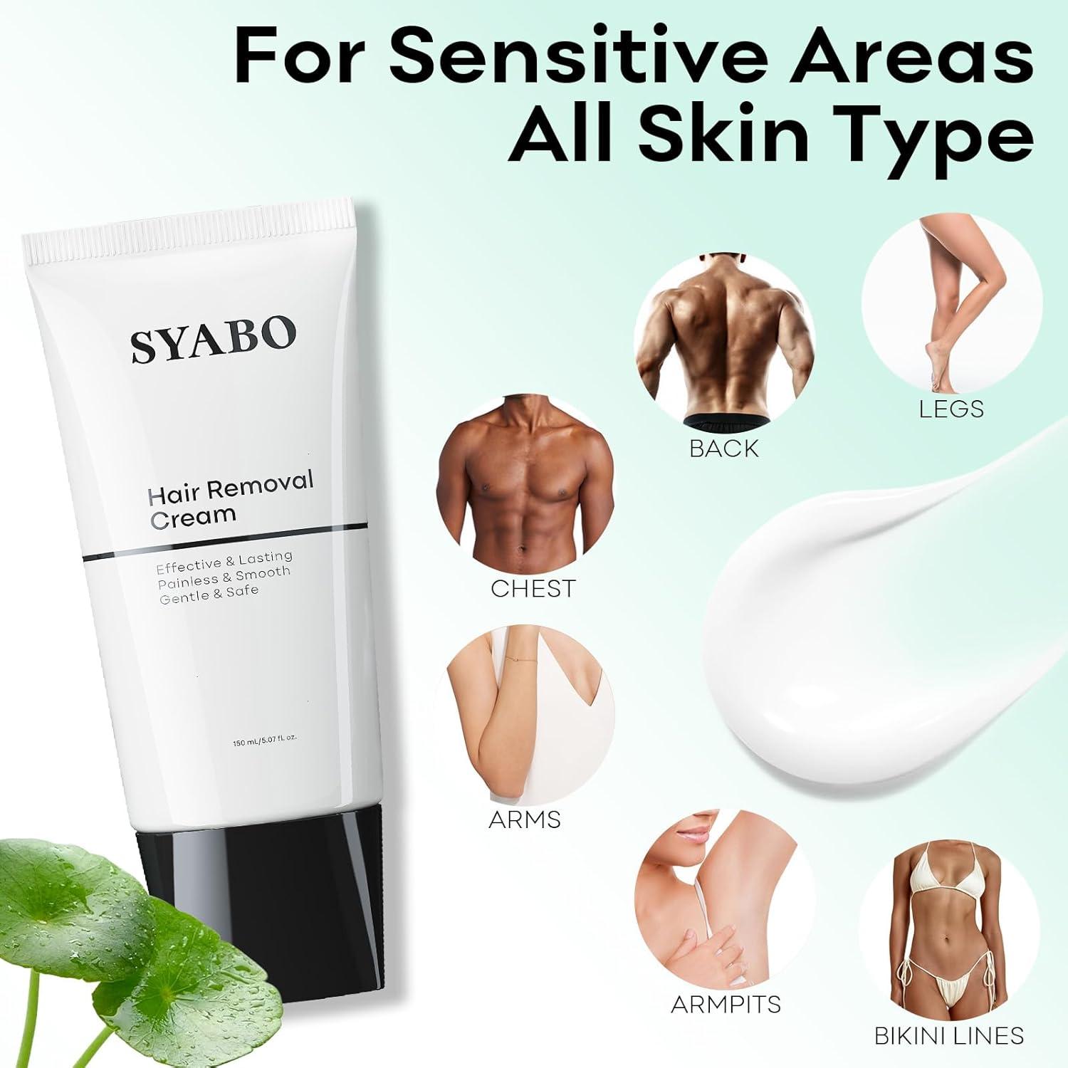 Crema Depilatoria SYABO 150ml x 2 para Piel Sensible - Bikini, Piernas, Axilas