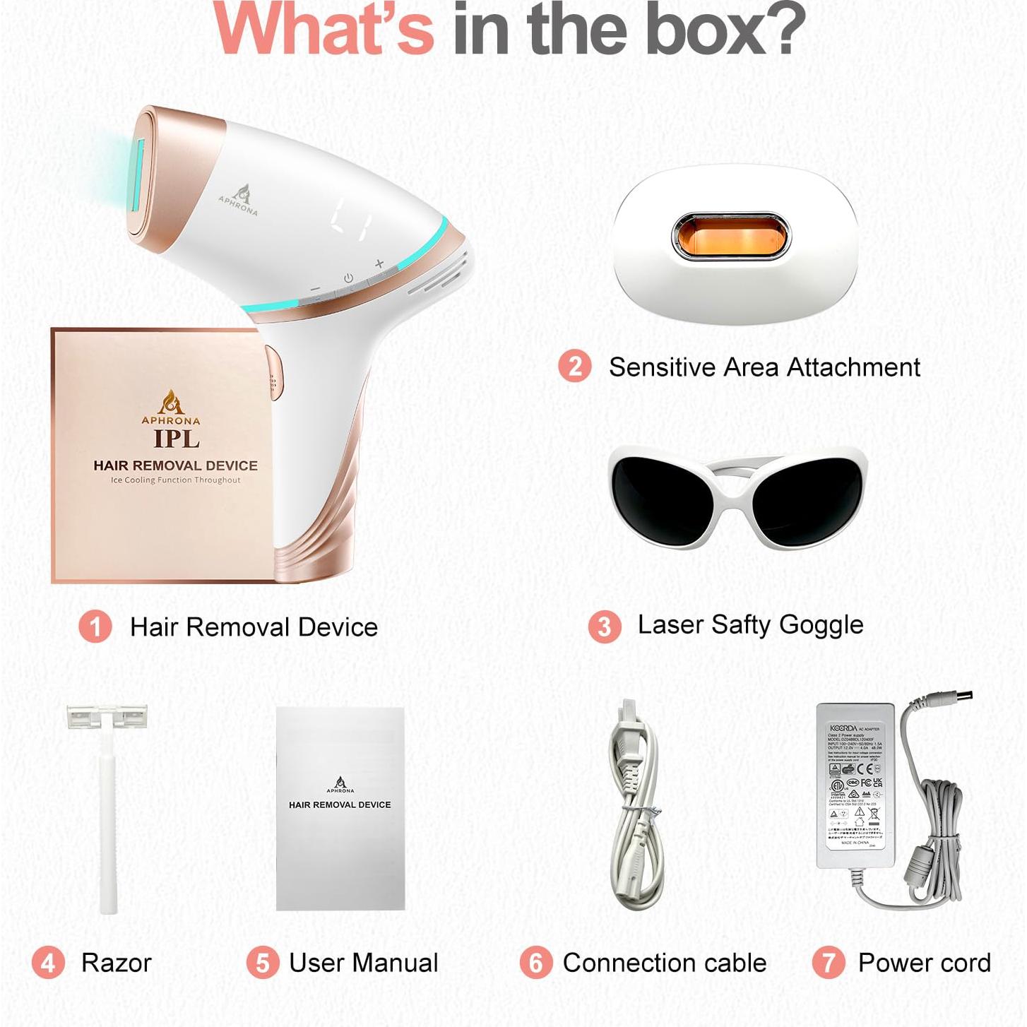 Aphrona Eliminador de Vello IPL | Seguro y Efectivo | 500,000 Destellos