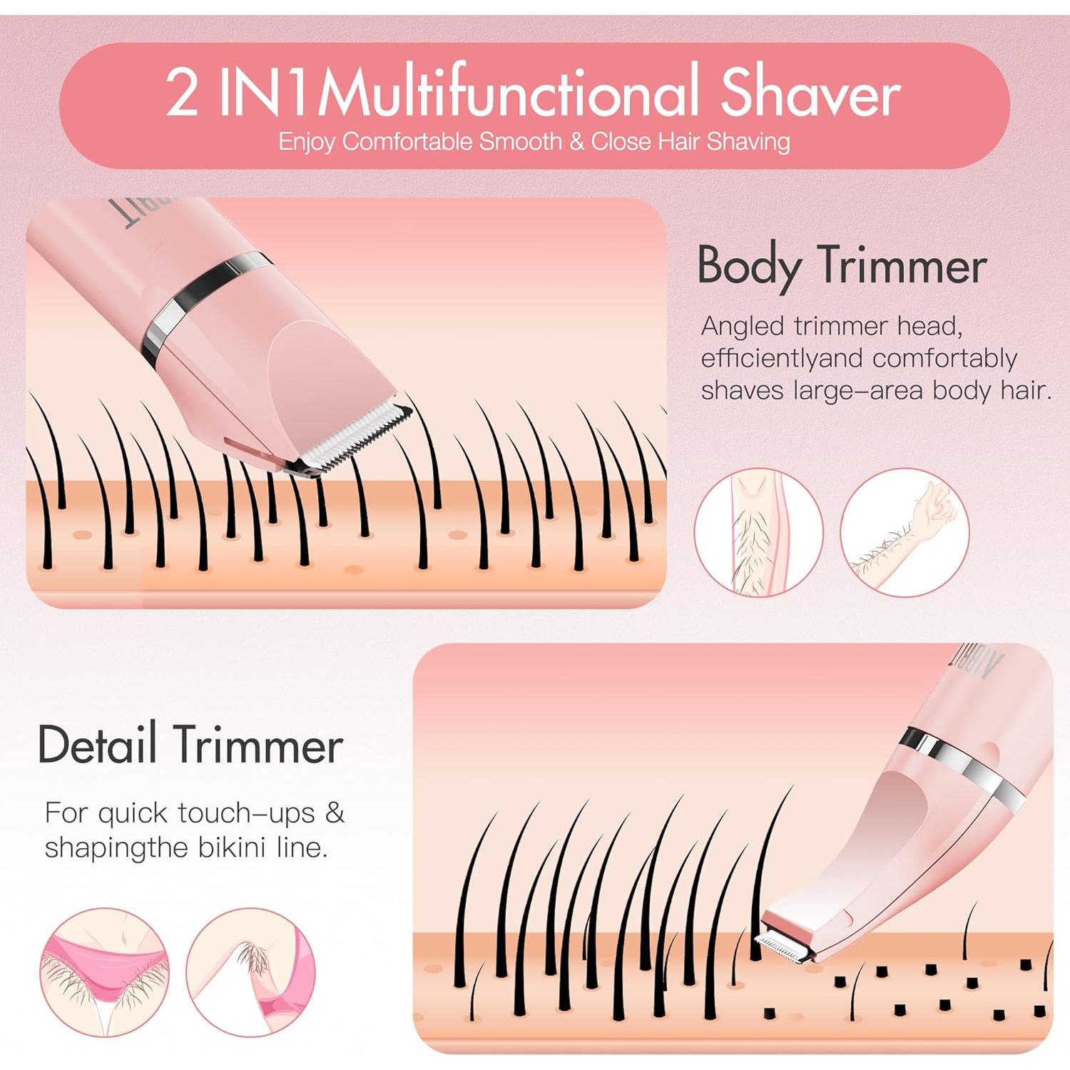 Recortadora Eléctrica de Bikini AIBRIT PRO YP-7017 Rosa 2 en 1