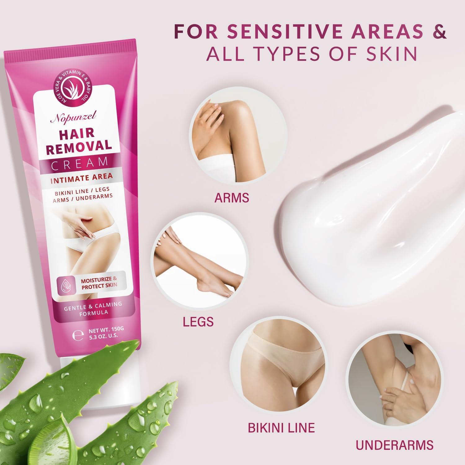 Crema Depilatoria NOPUNZEL 150g para Mujeres - Áreas Íntimas y Bikini