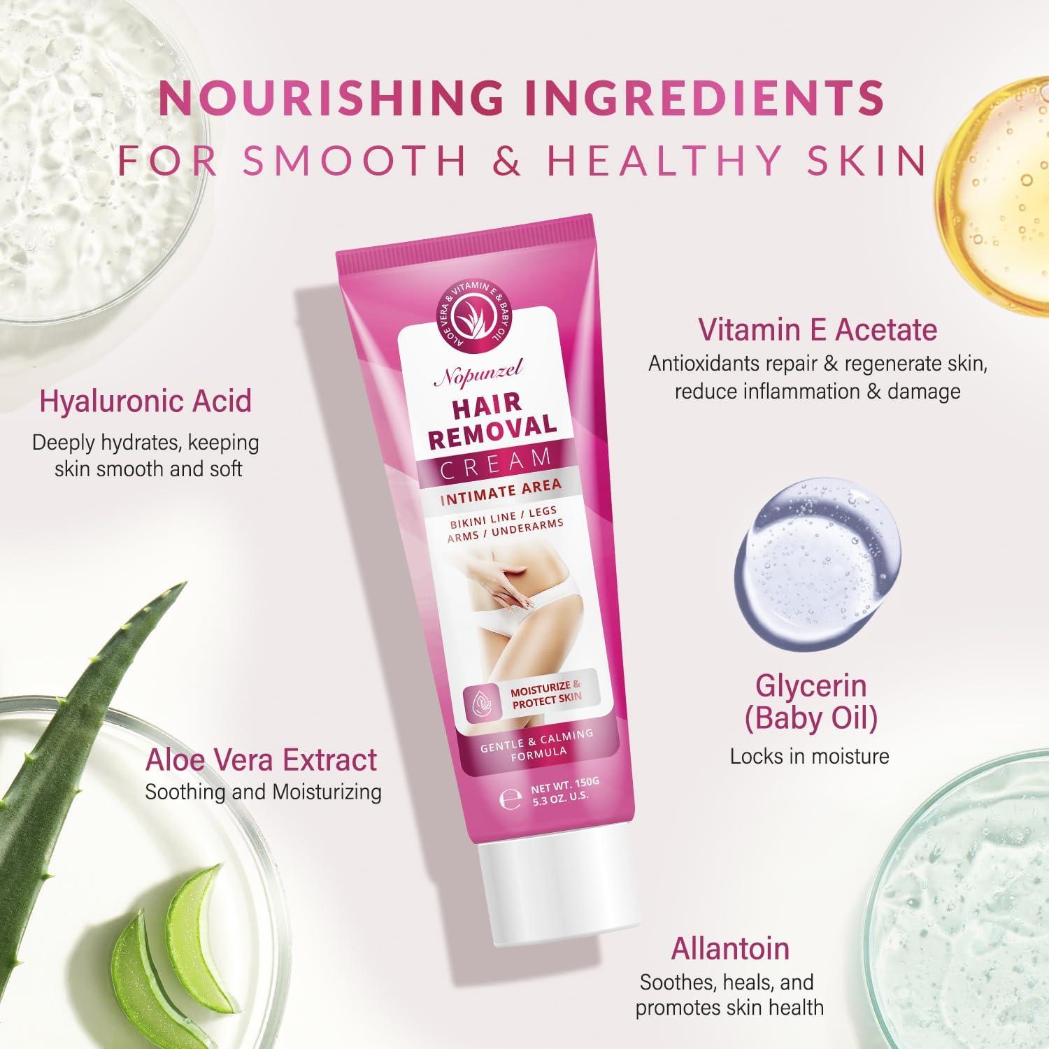 Crema Depilatoria NOPUNZEL 150g para Mujeres - Áreas Íntimas y Bikini