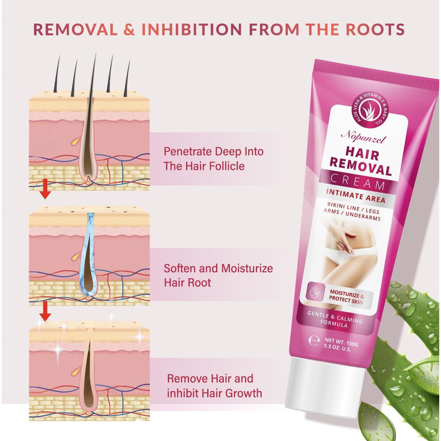 Crema Depilatoria NOPUNZEL 150g para Mujeres - Áreas Íntimas y Bikini