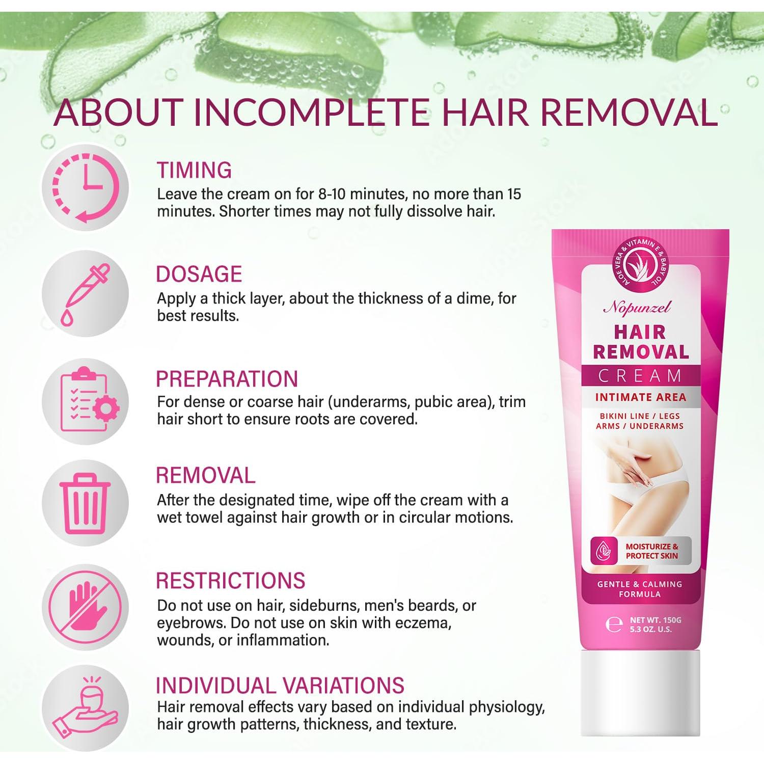 Crema Depilatoria NOPUNZEL 150g para Mujeres - Áreas Íntimas y Bikini