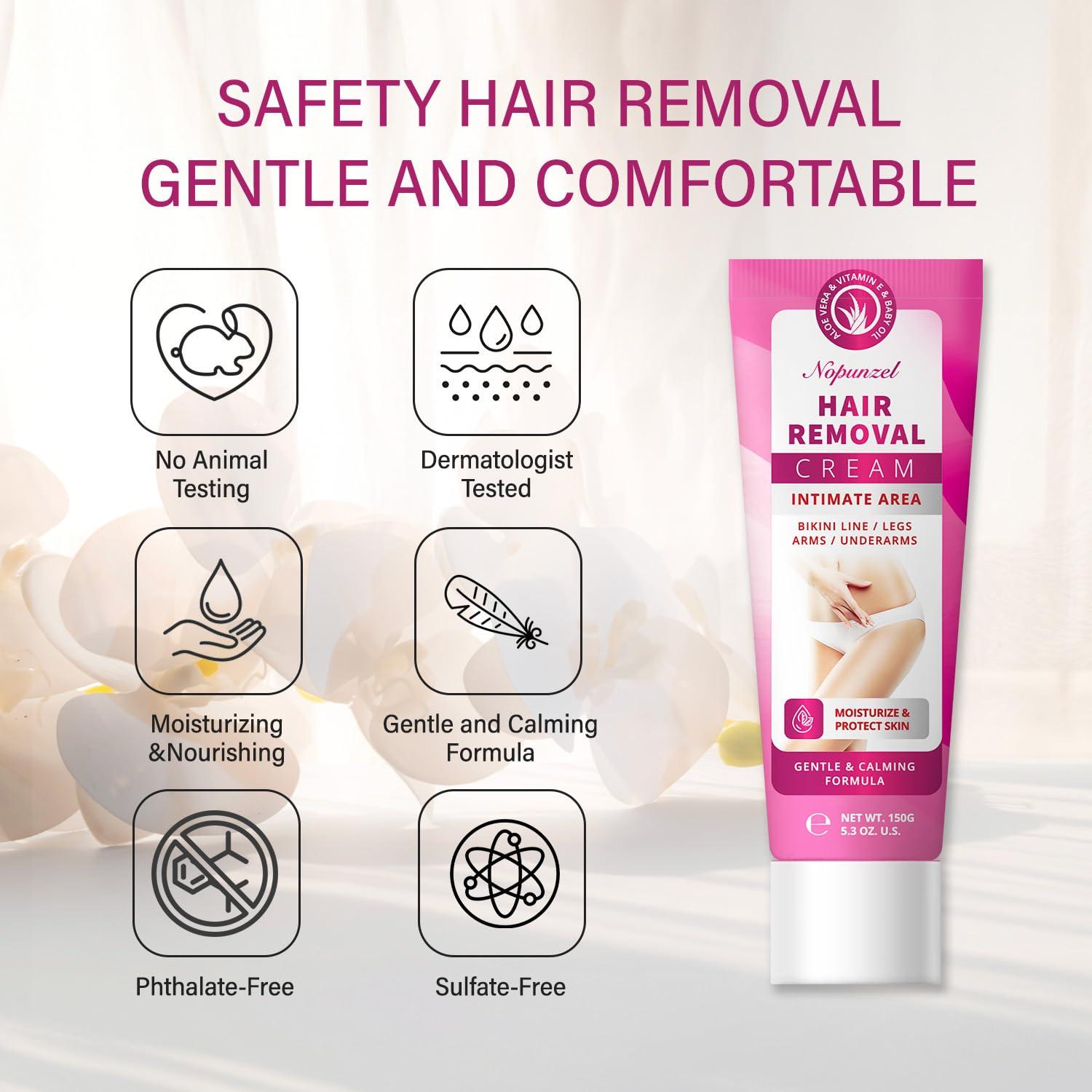 Crema Depilatoria NOPUNZEL 150g para Mujeres - Áreas Íntimas y Bikini