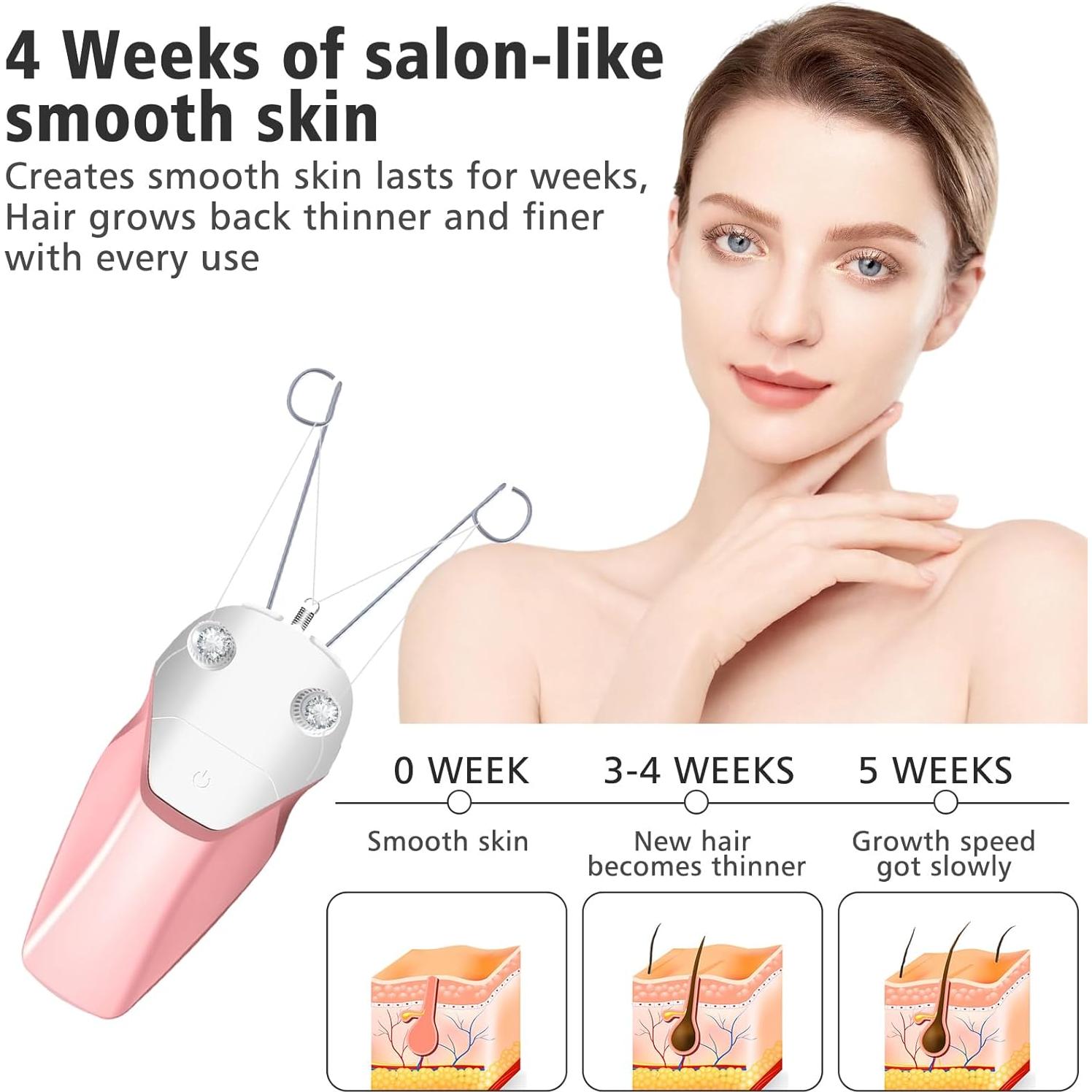 Depiladora Facial Eléctrica WAYCOM Recargable USB Rosa