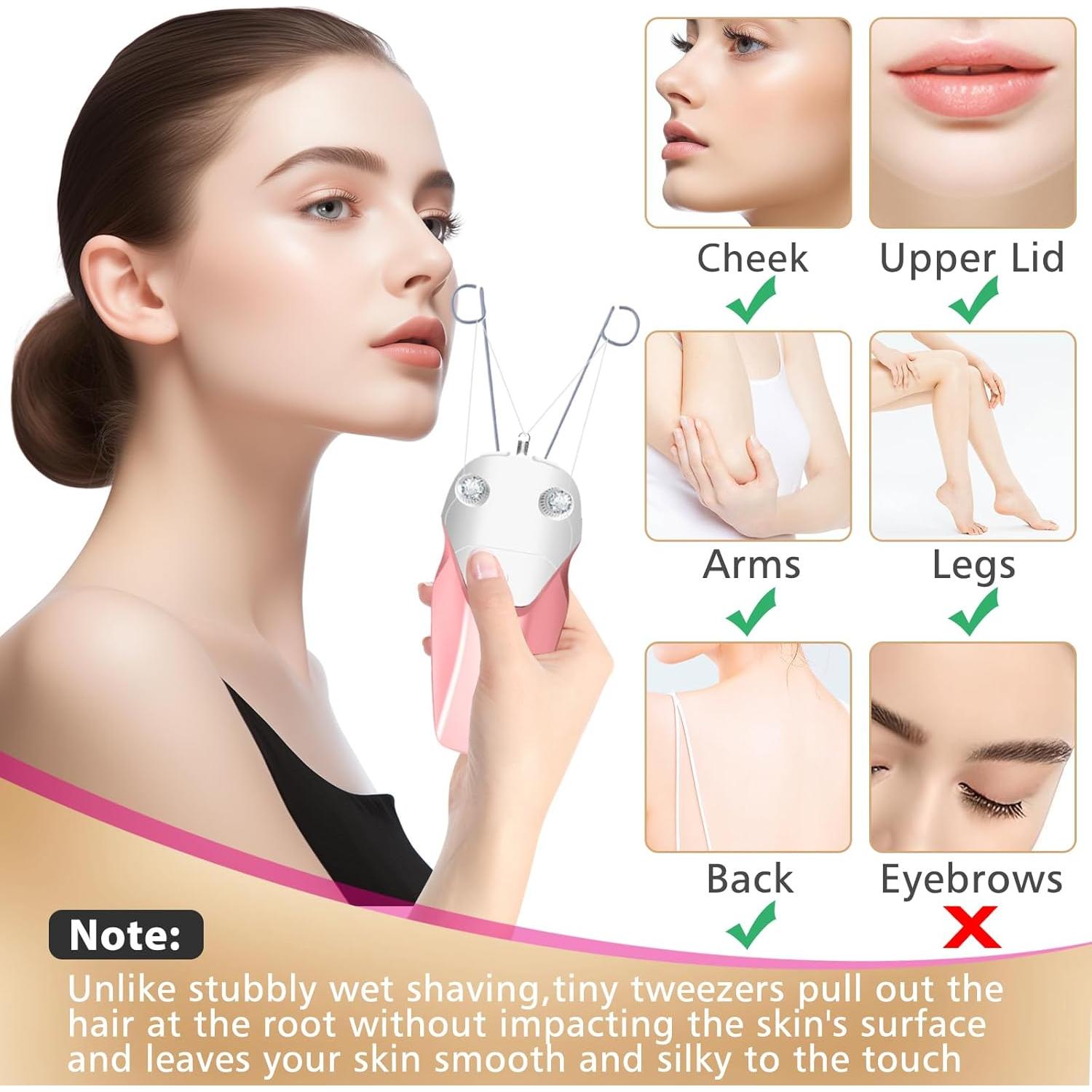 Depiladora Facial Eléctrica WAYCOM Recargable USB Rosa