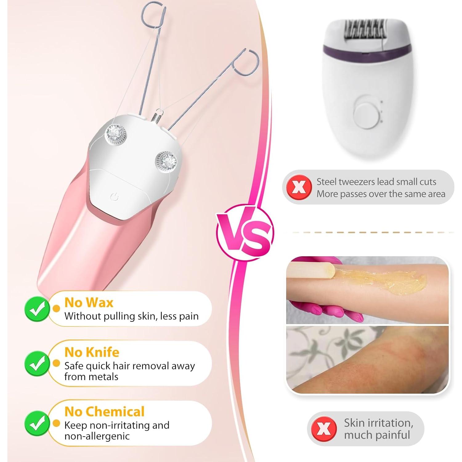 Depiladora Facial Eléctrica WAYCOM Recargable USB Rosa