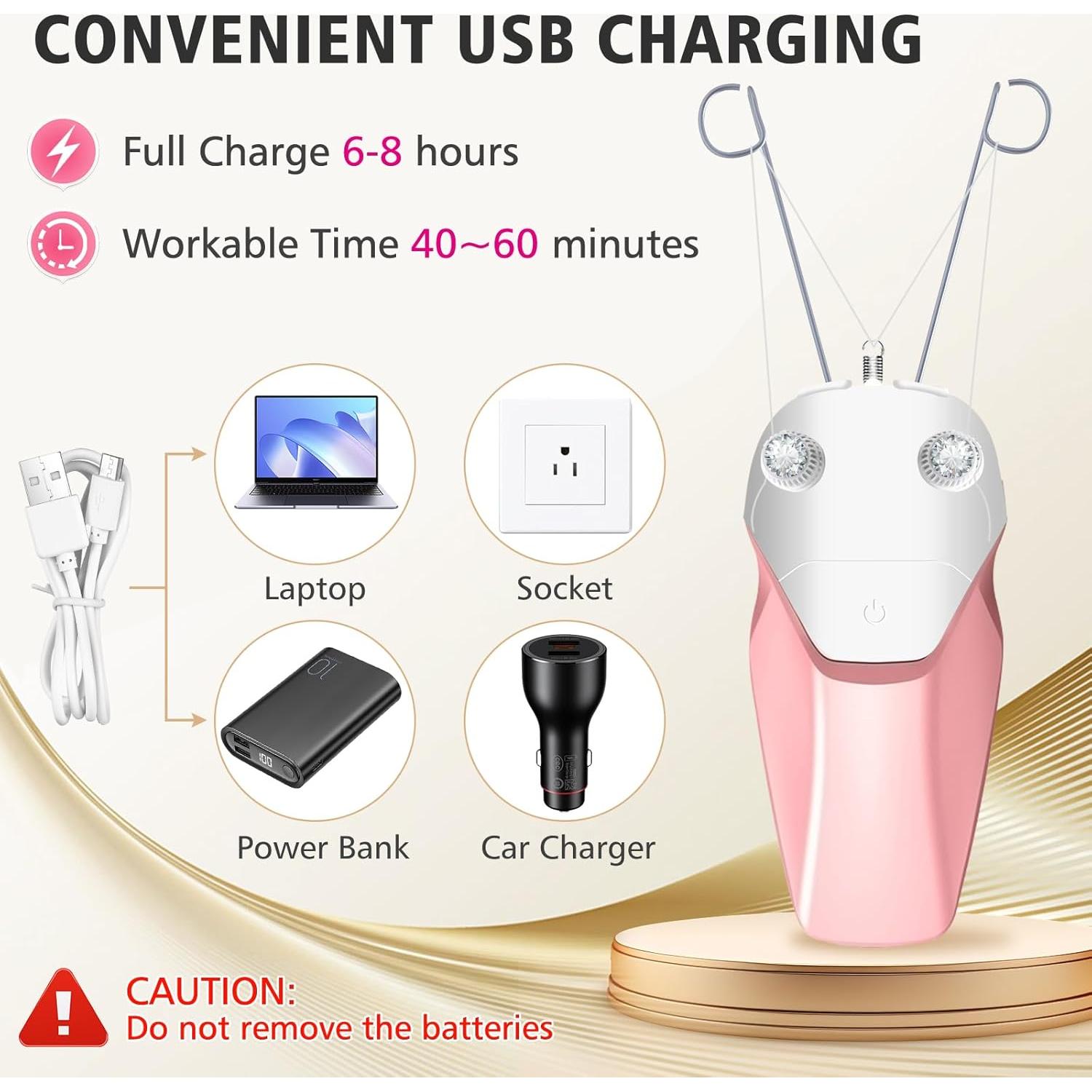 Depiladora Facial Eléctrica WAYCOM Recargable USB Rosa