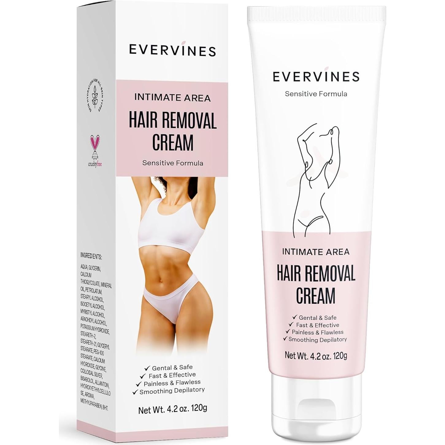 Crema Depilatoria Evervines 121.9g - Uso en Casa y Viaje