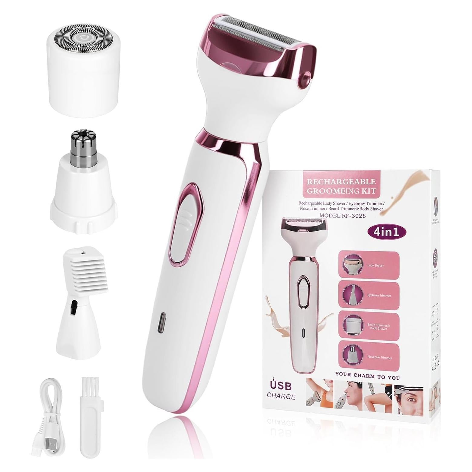 Epilador Facial 4 en 1 Gloxlite para Mujeres, Recargable