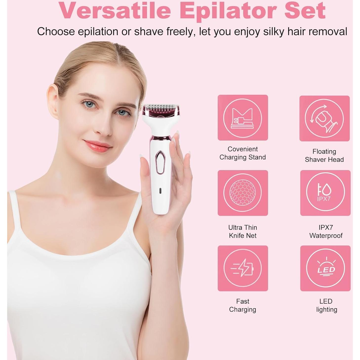 Epilador Facial 4 en 1 Gloxlite para Mujeres, Recargable