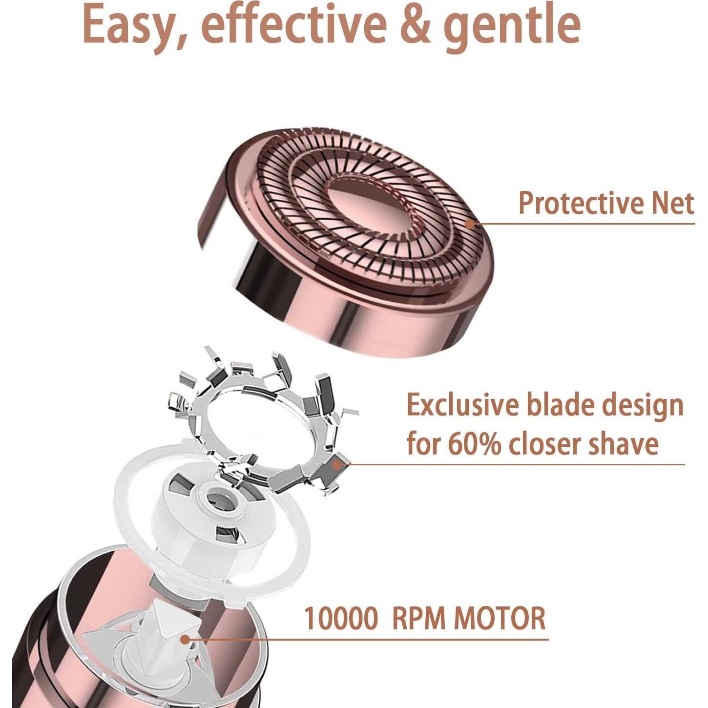 Afeitadora Facial para Mujeres Tuokiy con 2 Cabezas Repuesto