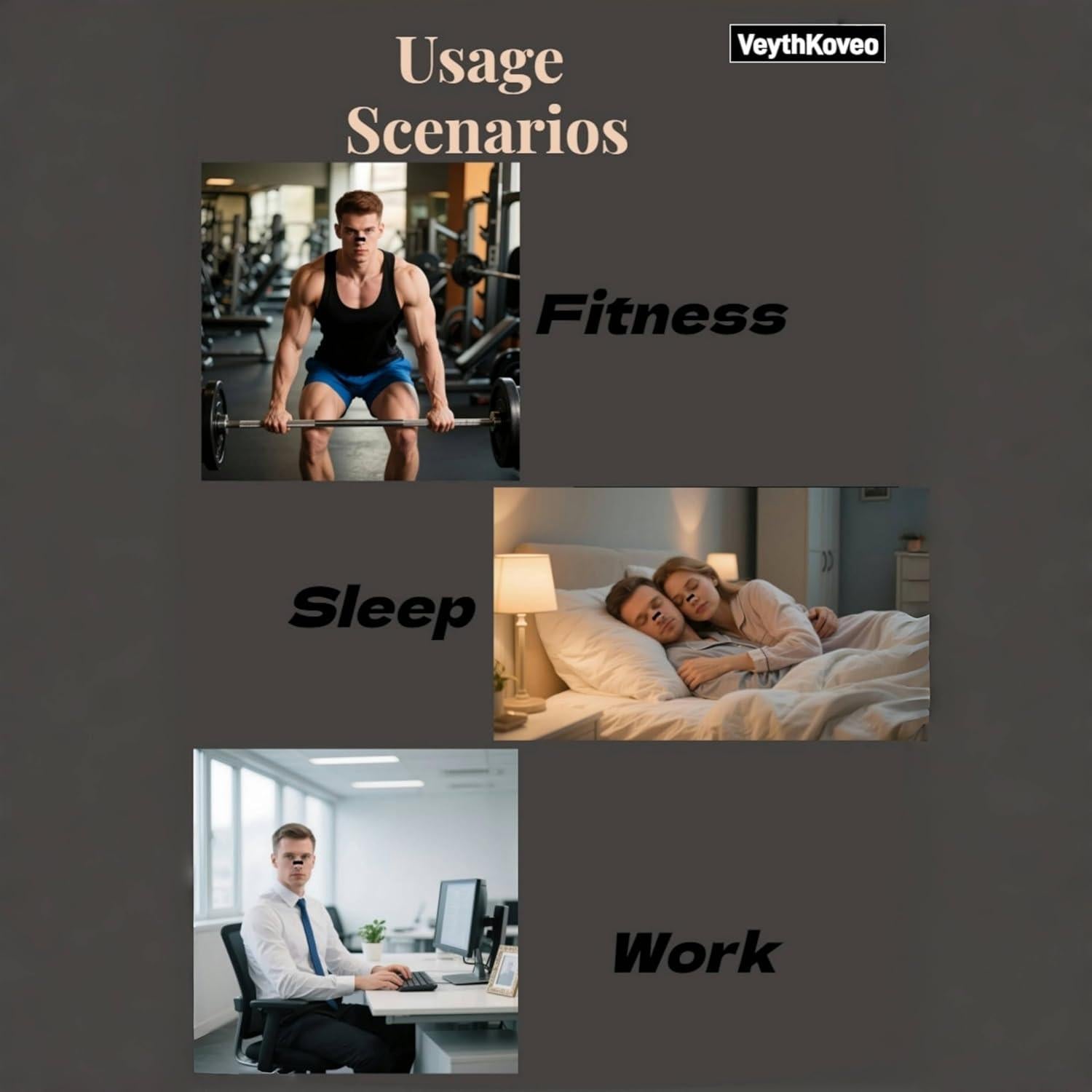 Tiras Nasales VeythKoveo 35 Pcs - Alivio Ronquidos y Congestión