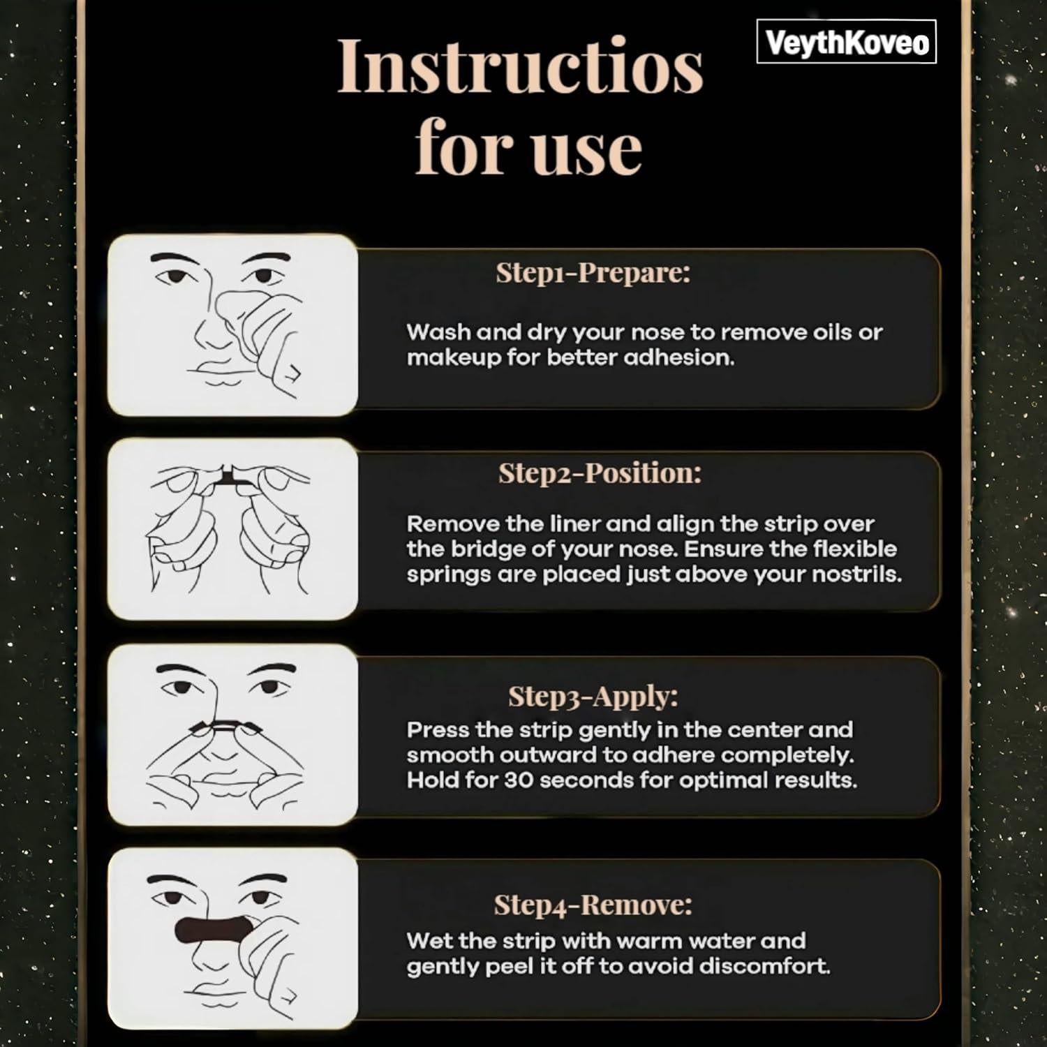 Tiras Nasales VeythKoveo 35 Pcs - Alivio Ronquidos y Congestión