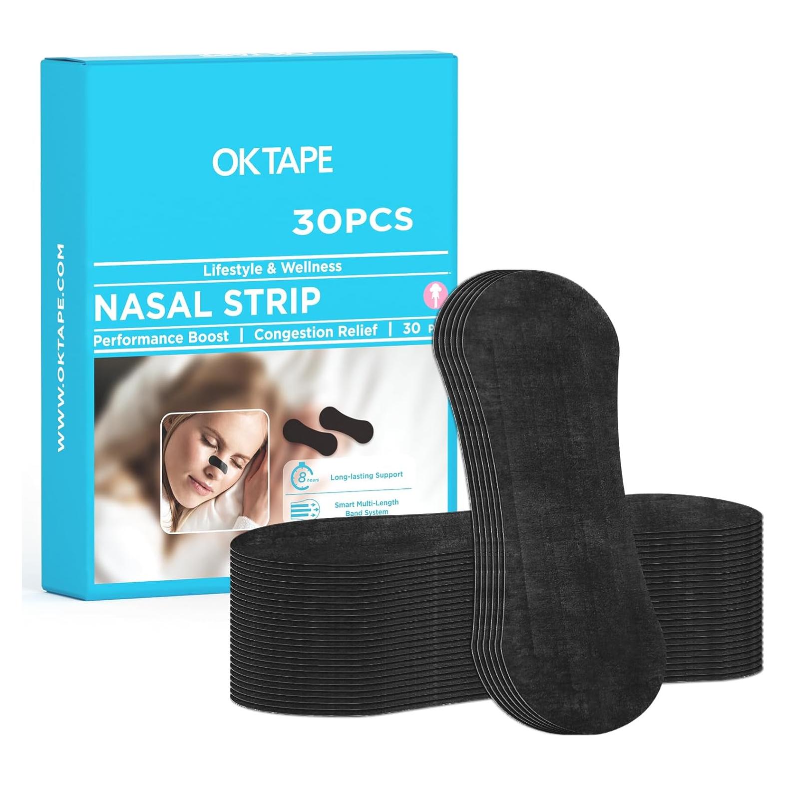 Tiras Nasales OK TAPE para Ronquidos y Congestión - 30 Pcs