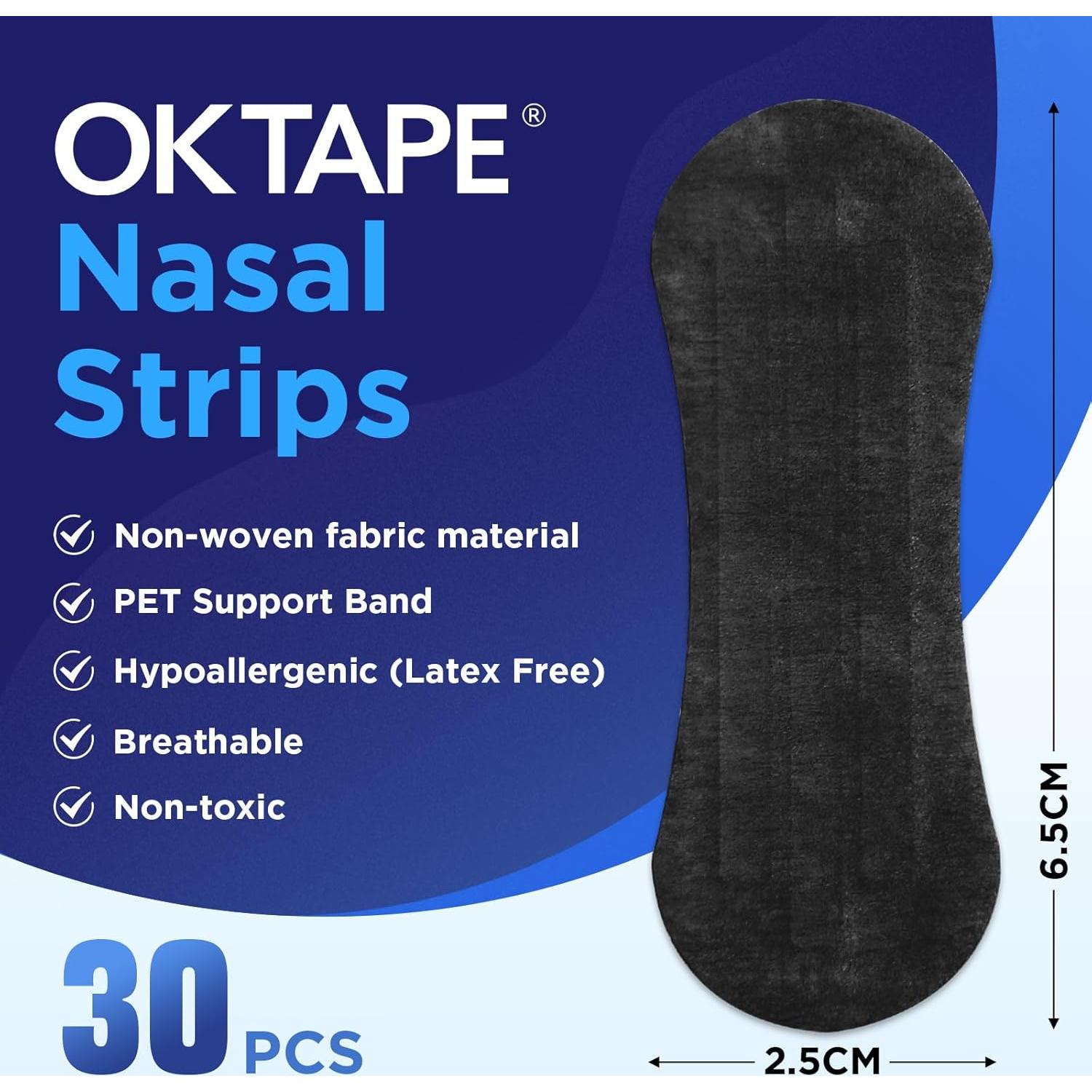 Tiras Nasales OK TAPE para Ronquidos y Congestión - 30 Pcs