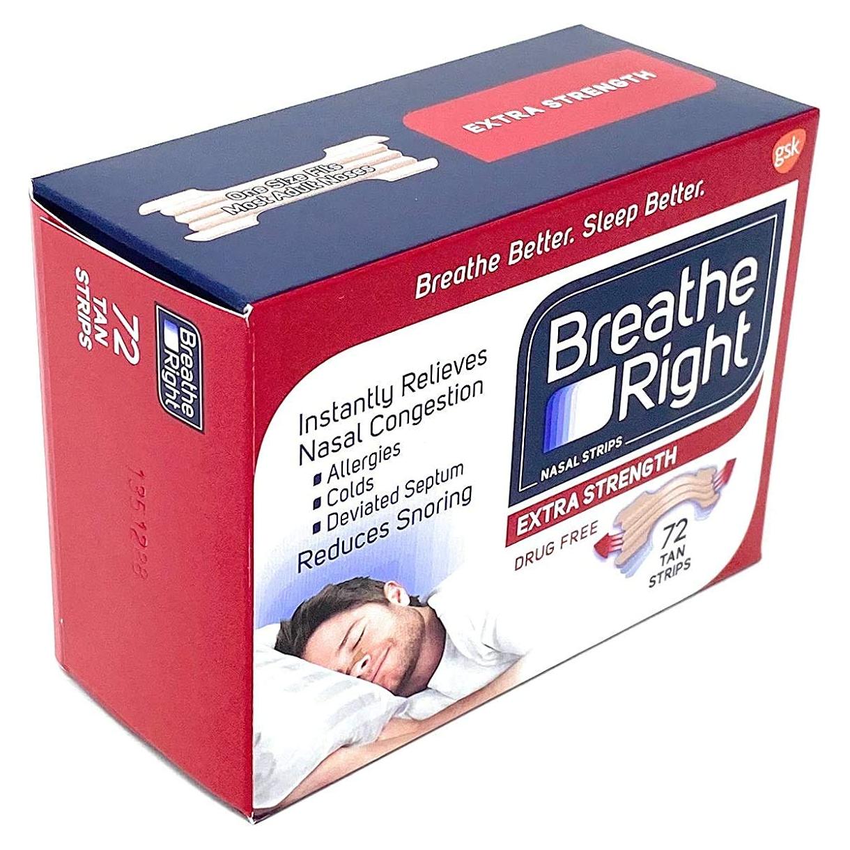 Tiras Nasales Breathe Right Extra, 144 Unidades, Alivio Congestión