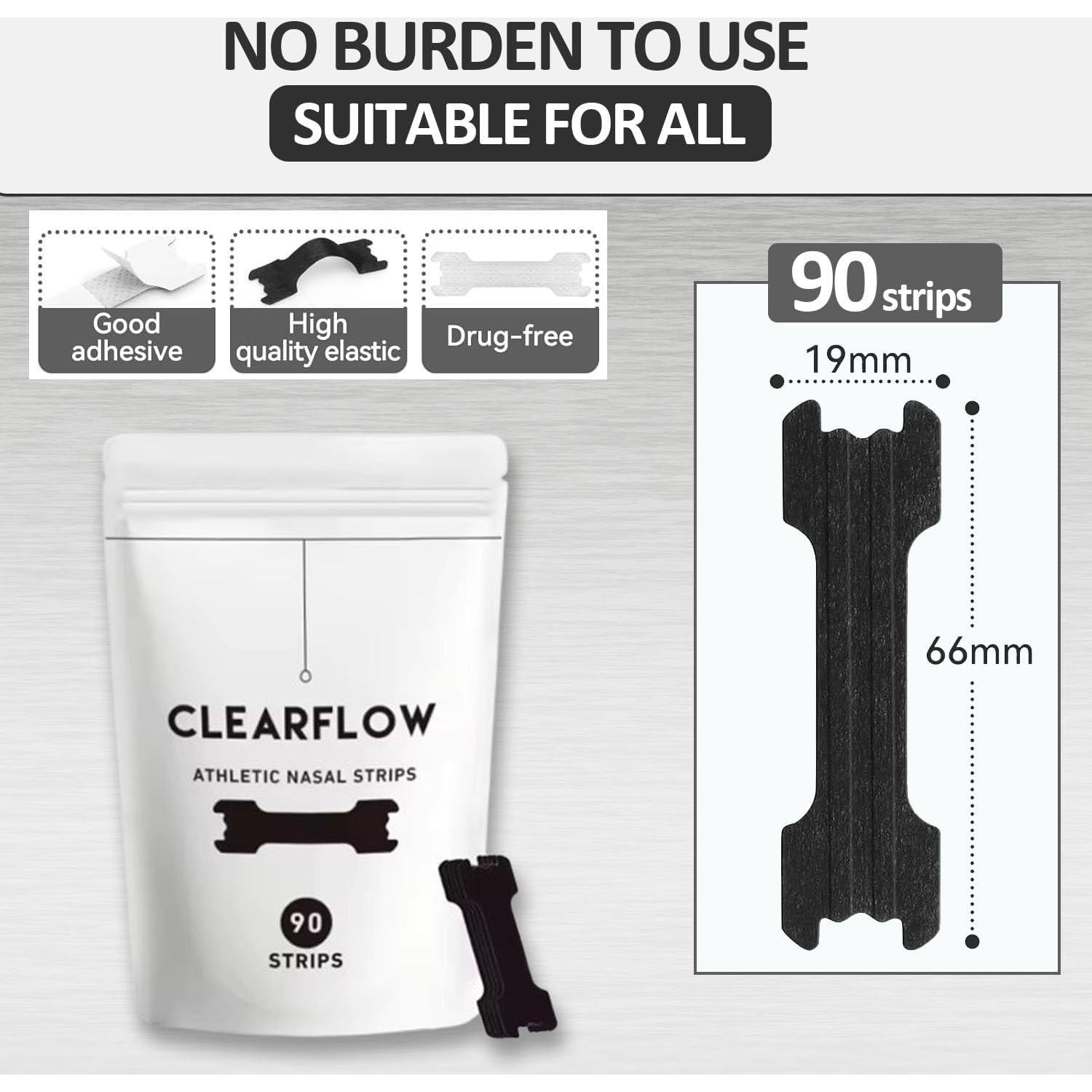 Tiras Nasales Clearflow - 90 Unidades para Mejorar Respiración