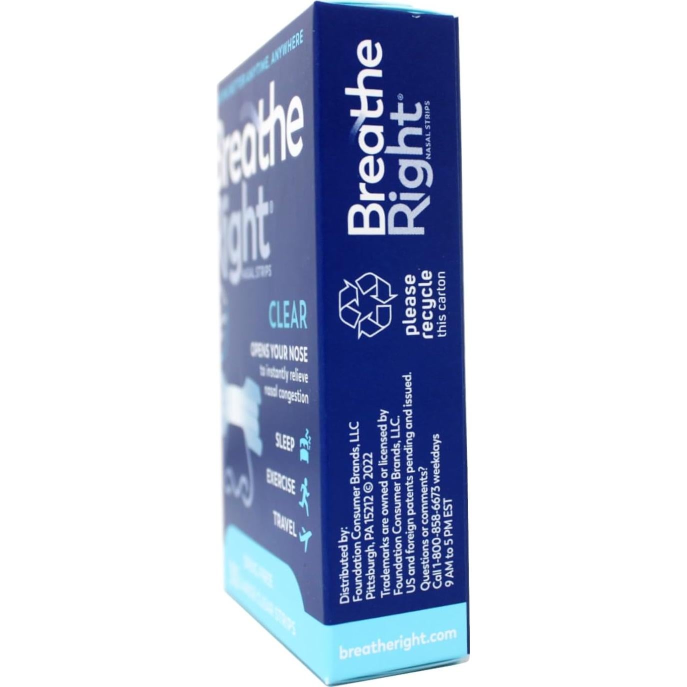 Tiras Nasales Breathe Right Transparentes Grandes 120 Unidades