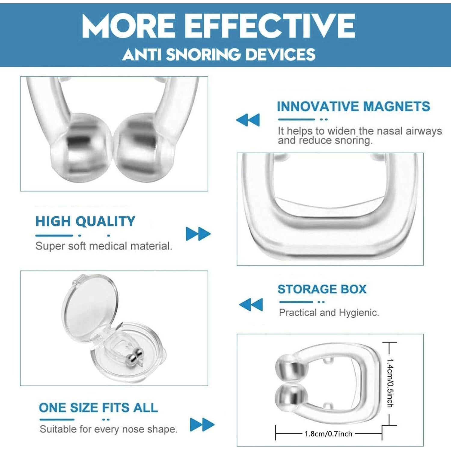 Dispositivos Anti Ronquidos HYWMLY - Paquete de 8 Clips Nasales