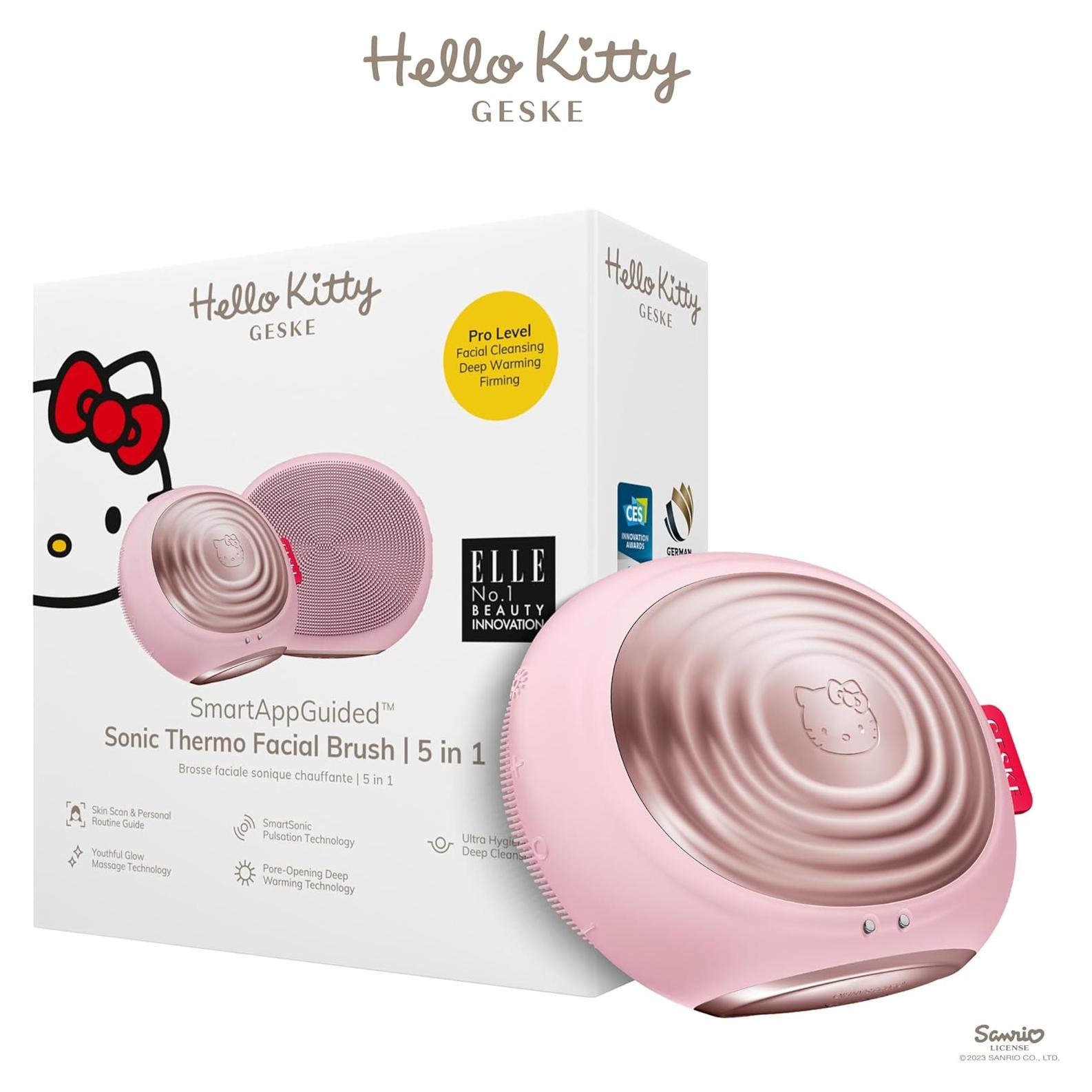Cepillo Facial Térmico Sonic GESKE Hello Kitty 5 en 1 Rosa