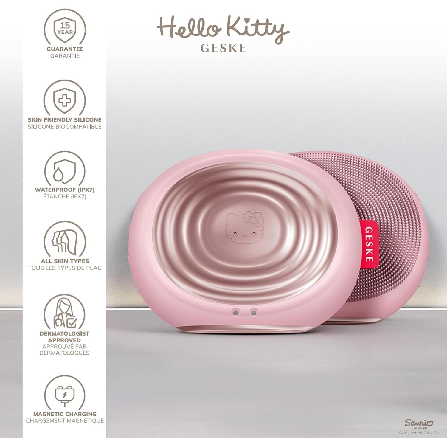 Cepillo Facial Térmico Sonic GESKE Hello Kitty 5 en 1 Rosa