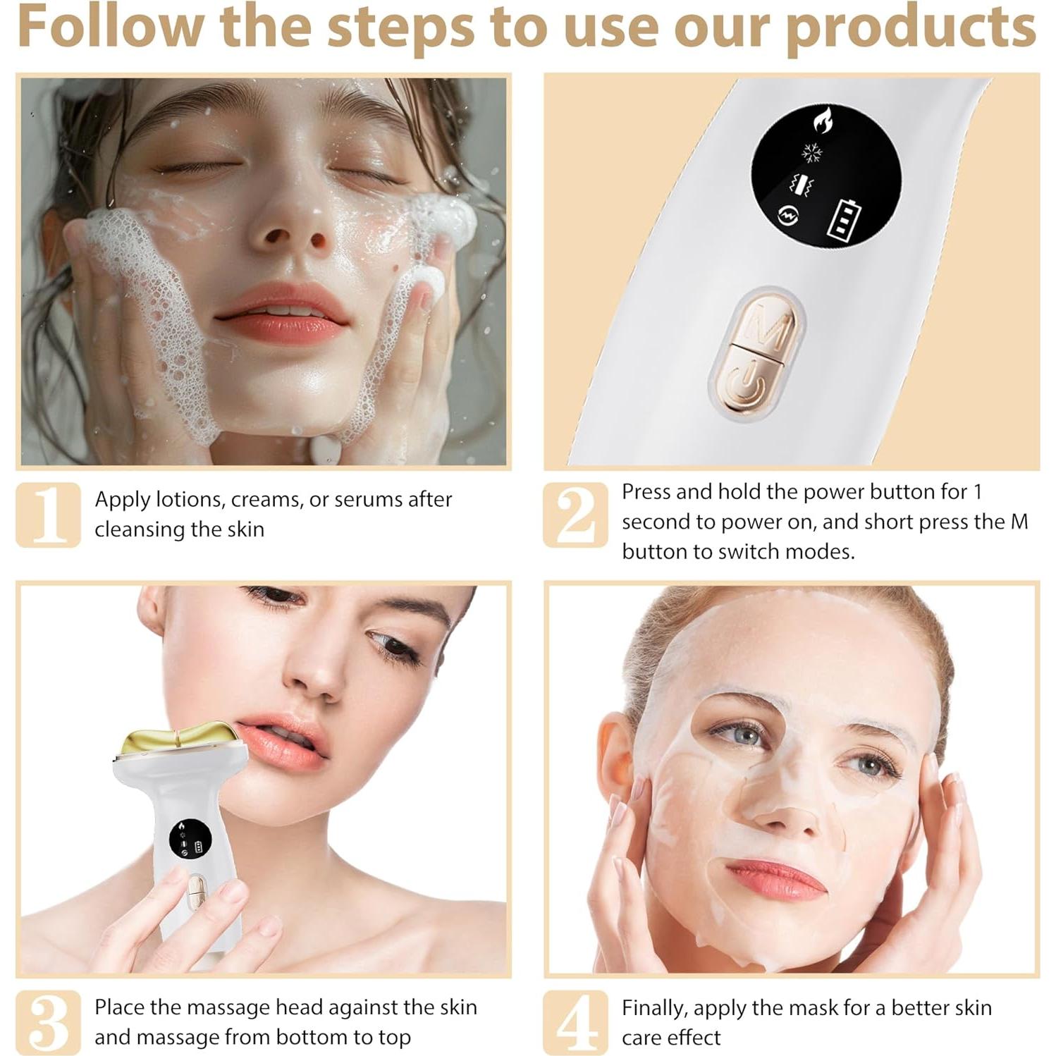 Masajeador Facial 7 en 1 ZoGoo - Calor y Frío LED para Piel