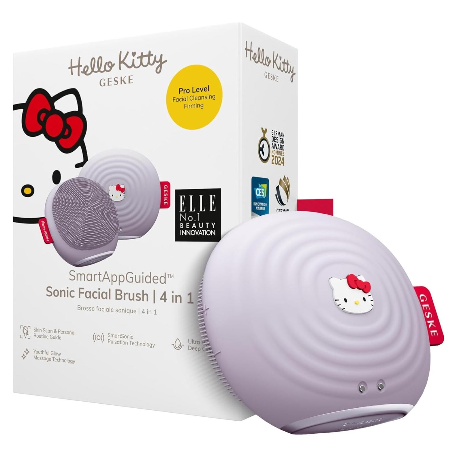 Cepillo Facial Eléctrico GESKE 4 en 1 con App IA - Púrpura