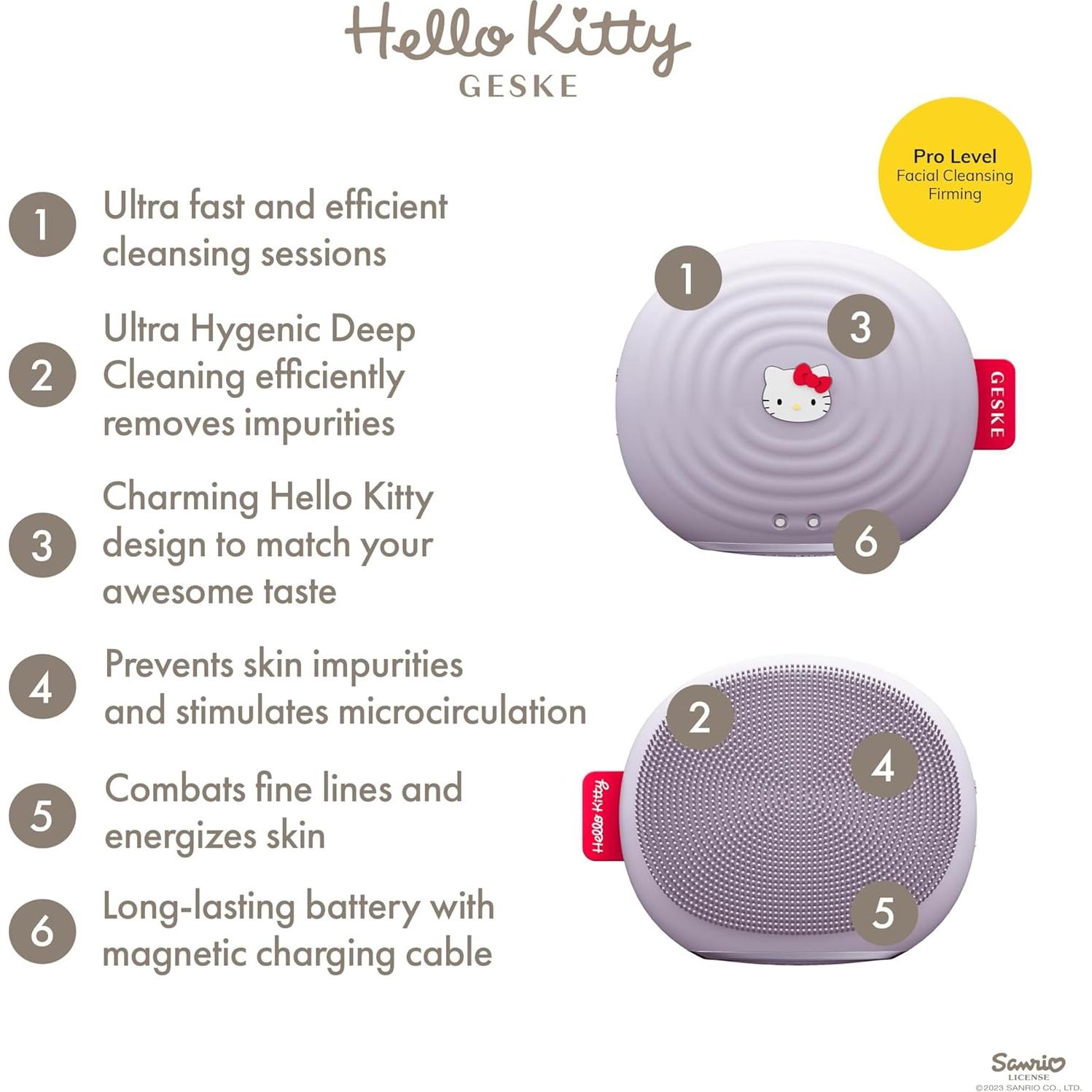 Cepillo Facial Eléctrico GESKE 4 en 1 con App IA - Púrpura