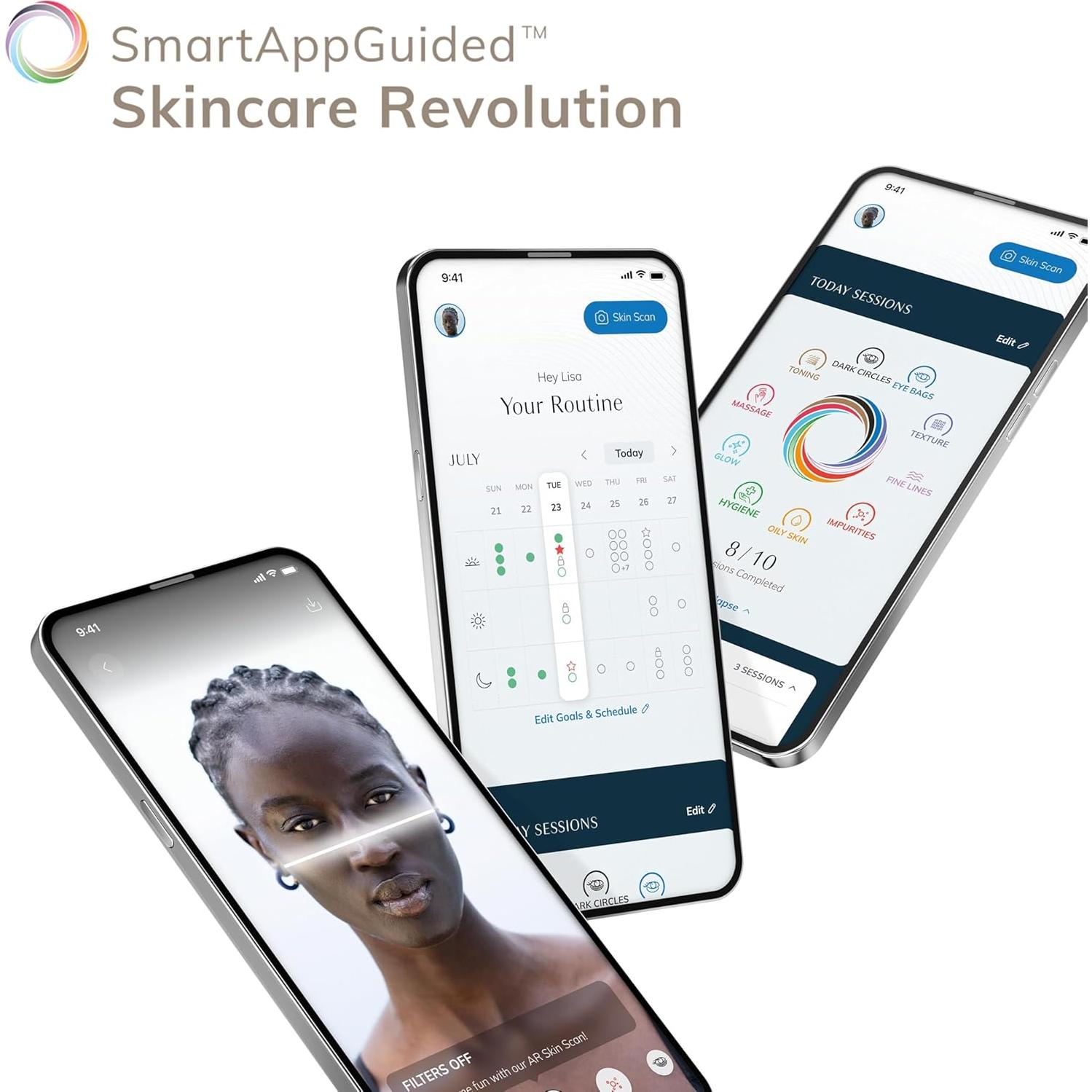 Cepillo Facial Eléctrico GESKE 4 en 1 con App IA - Púrpura