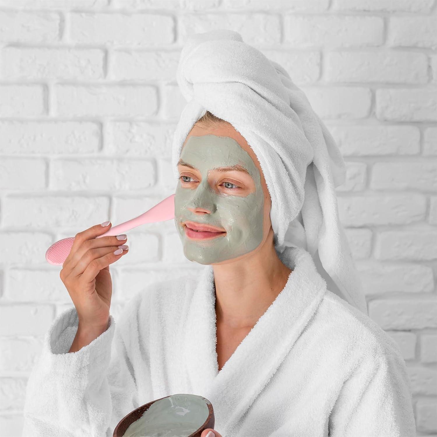 2 Pcs Brocha Facial de Silicona Qianyu 2 en 1 para Mascarilla