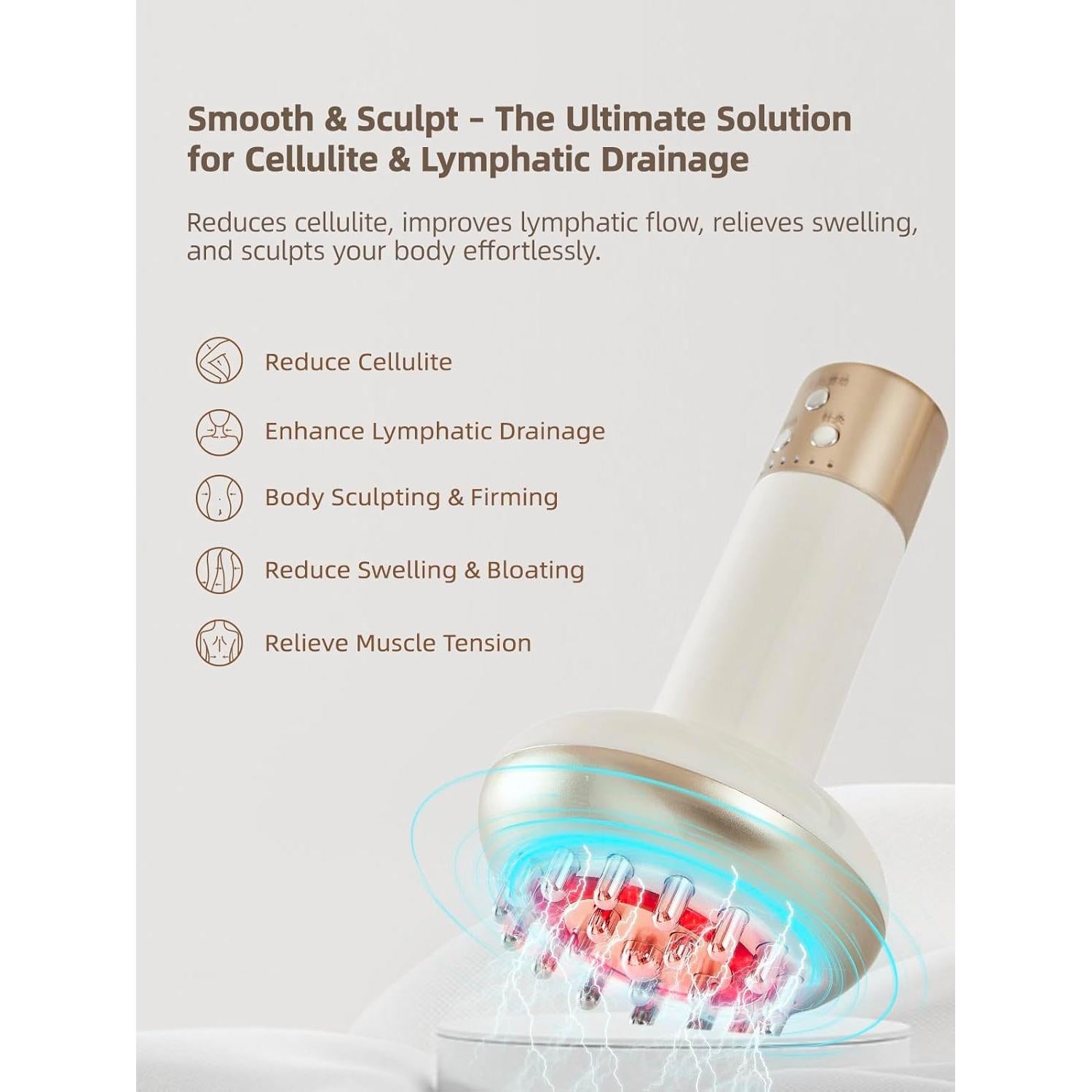 Masajeador Drenaje Linfático Yuonry L1, Anticelulitis, 9.5x9.5 cm