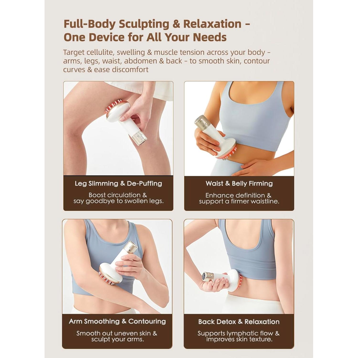 Masajeador Drenaje Linfático Yuonry L1, Anticelulitis, 9.5x9.5 cm