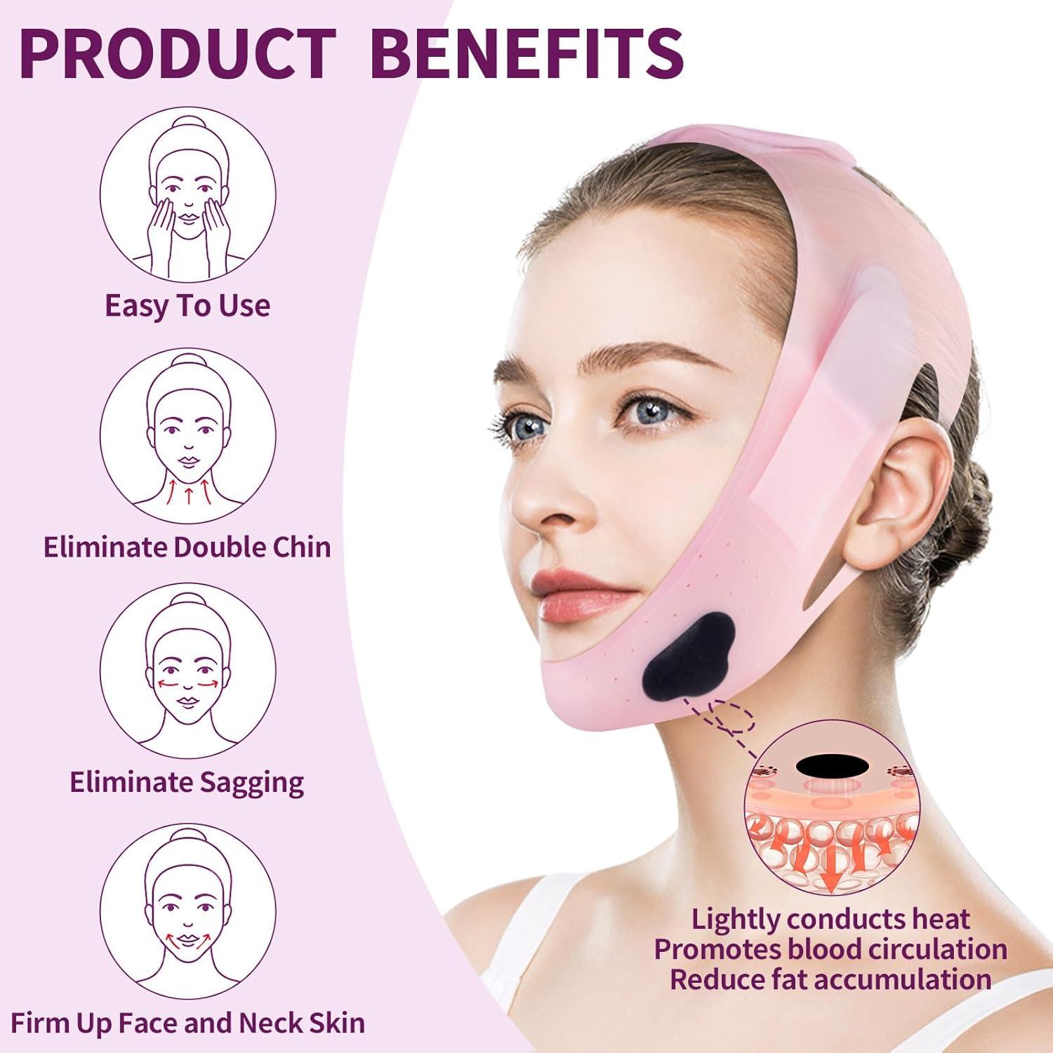 Reductor de Papada Doble Wuhuhu, Cinta Ajustable Silicona 58-69 cm