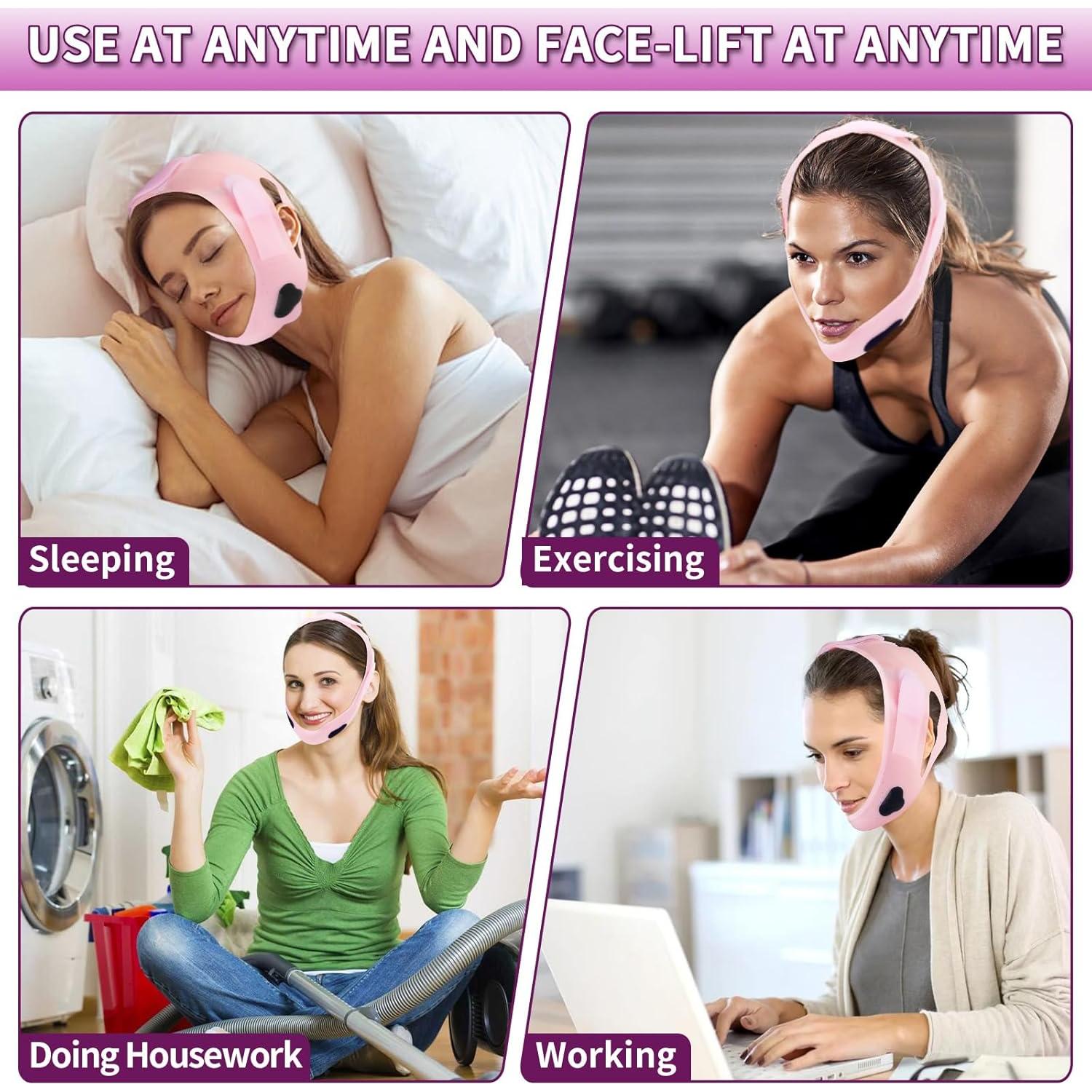 Reductor de Papada Doble Wuhuhu, Cinta Ajustable Silicona 58-69 cm