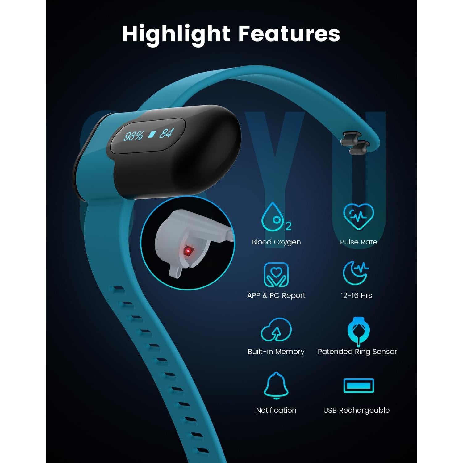 Oxímetro de Pulso Vibeat OxyU - Monitor de Oxígeno Bluetooth