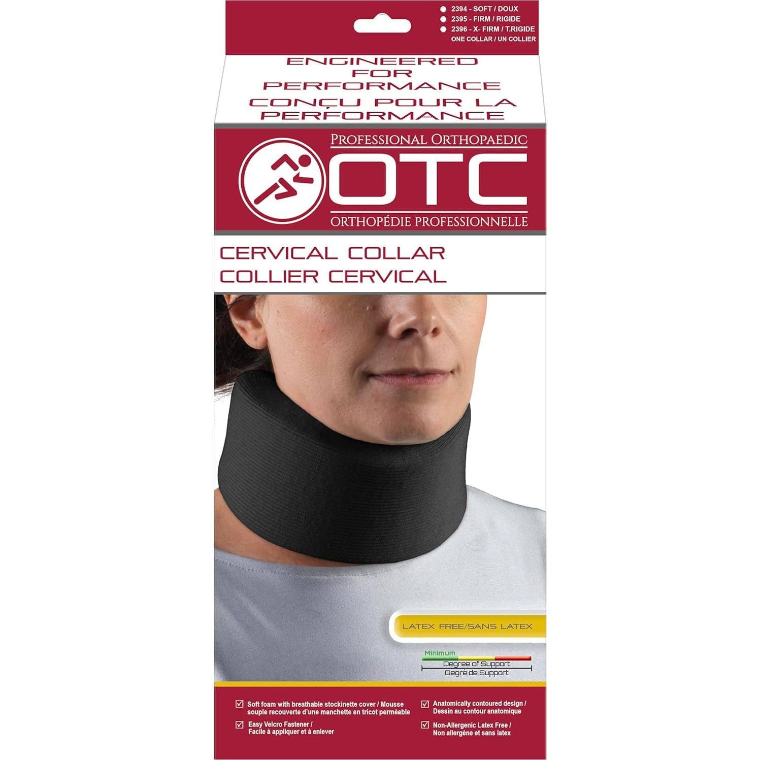 Collar Cervical OTC 2394 Negro Estrecho 6.35 cm Soporte Cuello