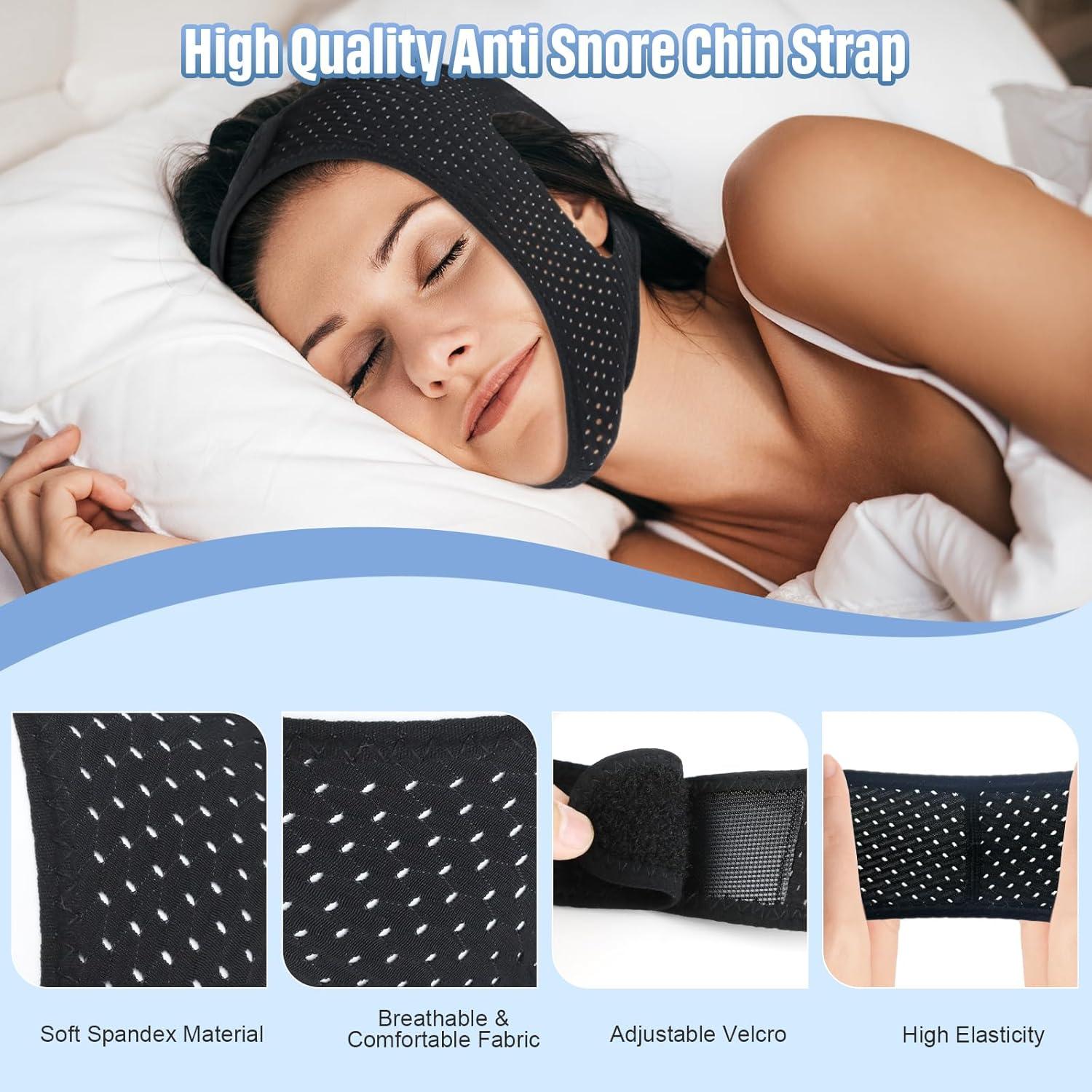 Correa Anti Ronquidos MOCCOOL Ajustable Transpirable 2 Piezas